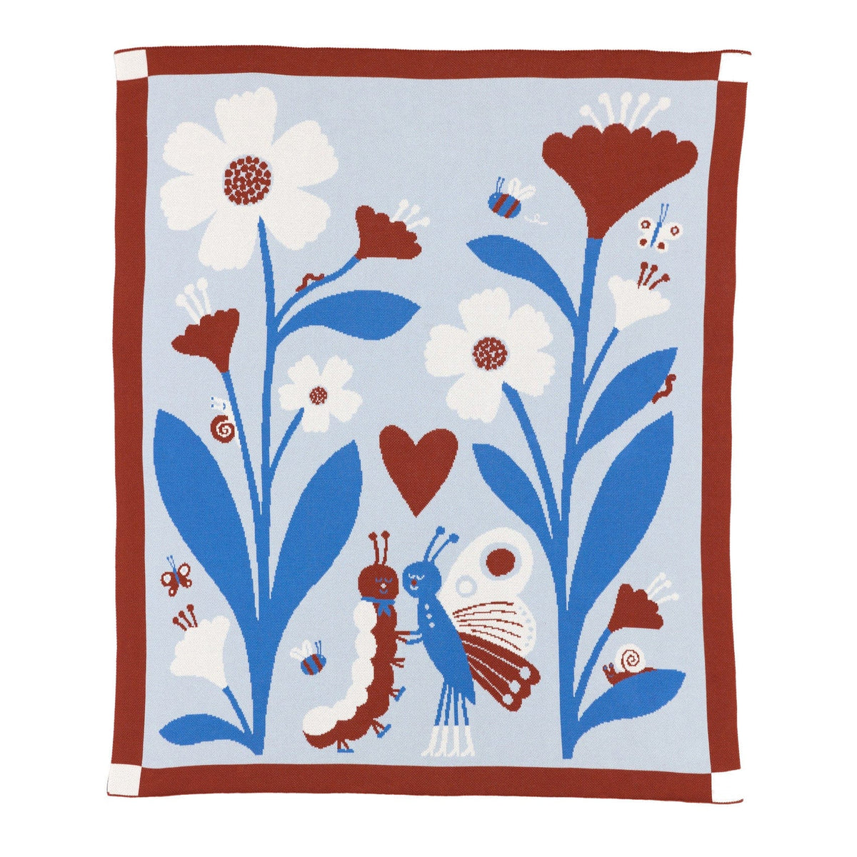Biquette Throw Blanket Butterfly in Organic Cotton Bugs in Love
