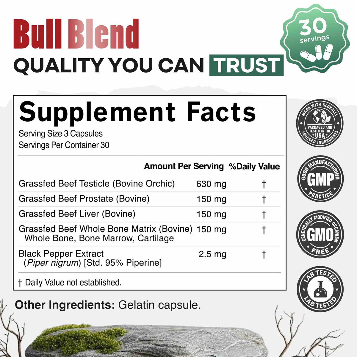 Wild Foods Supplements Bull Blend, 30 servings – Natural Male Hormone & Energy Support