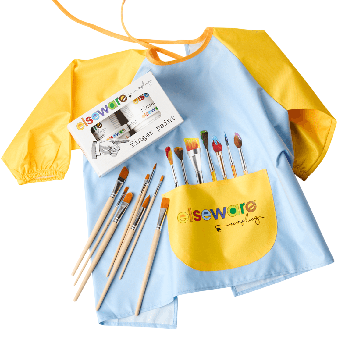 Mess-Free Kids Paint Bundle | All-Natural Finger Paint & Art Smock Set
