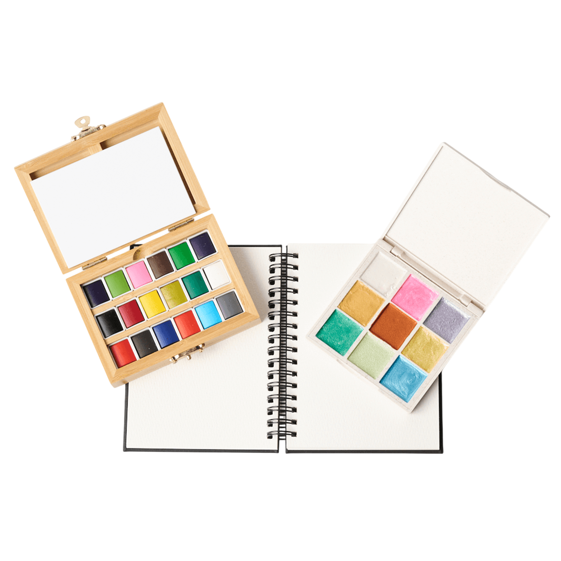 Watercolor Essentials Bundle | Bamboo Case, Metallics, & Paper Pad