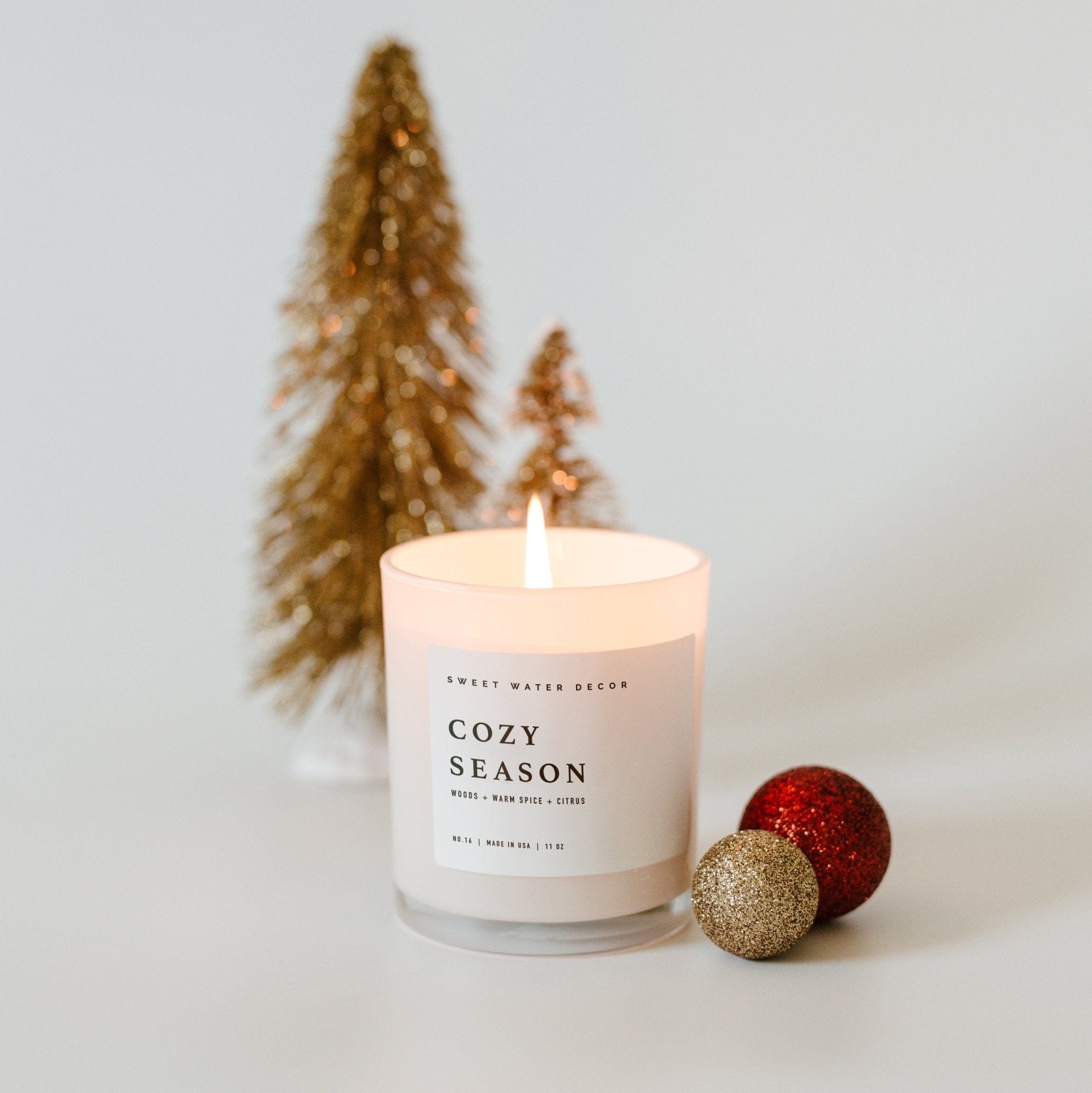 Sweet Water Decor Candles Cozy Season Soy Candle - White Jar - 11 oz