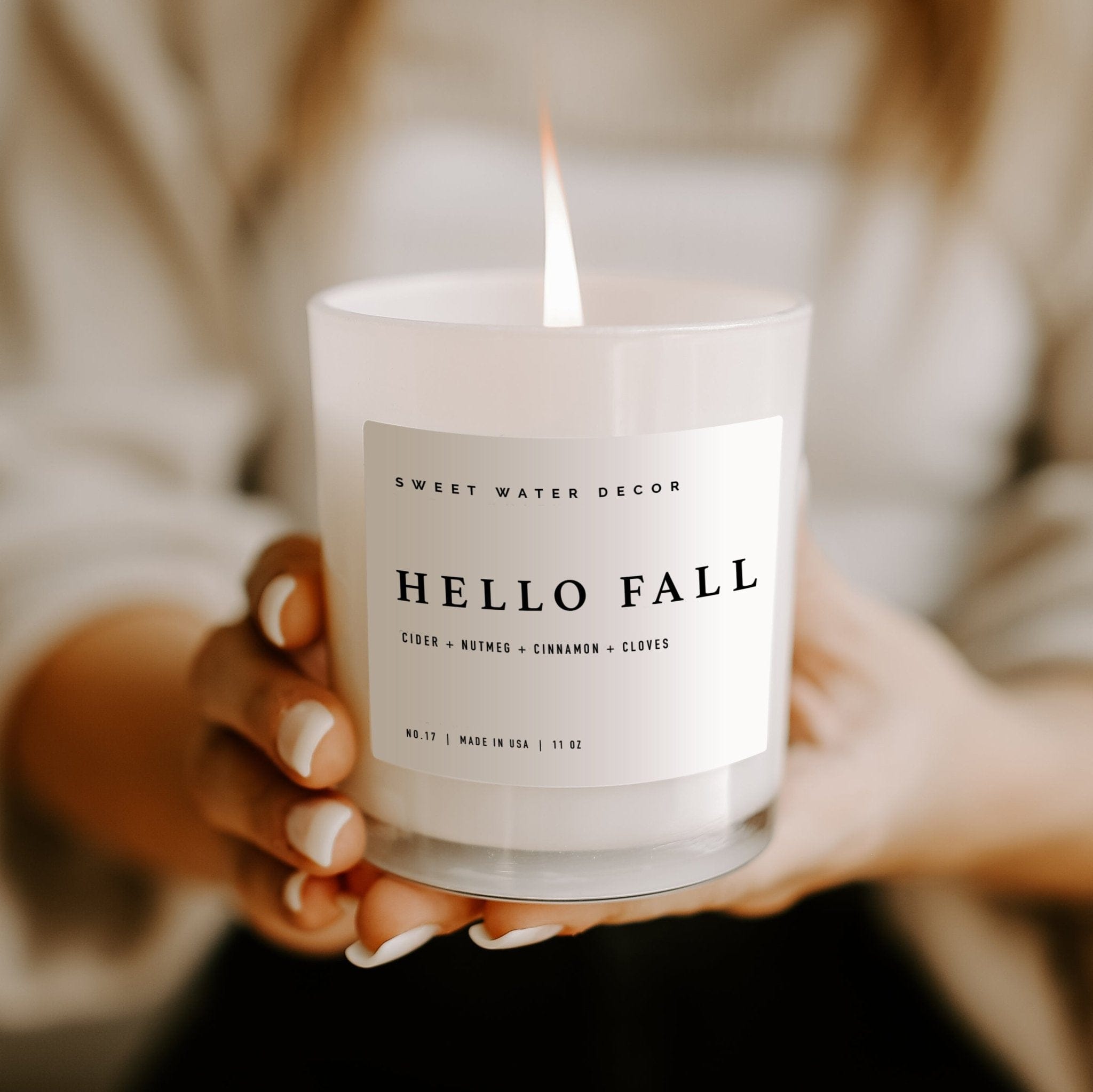 Sweet Water Decor Candles Hello Fall Soy Candle - White Jar - 11 oz
