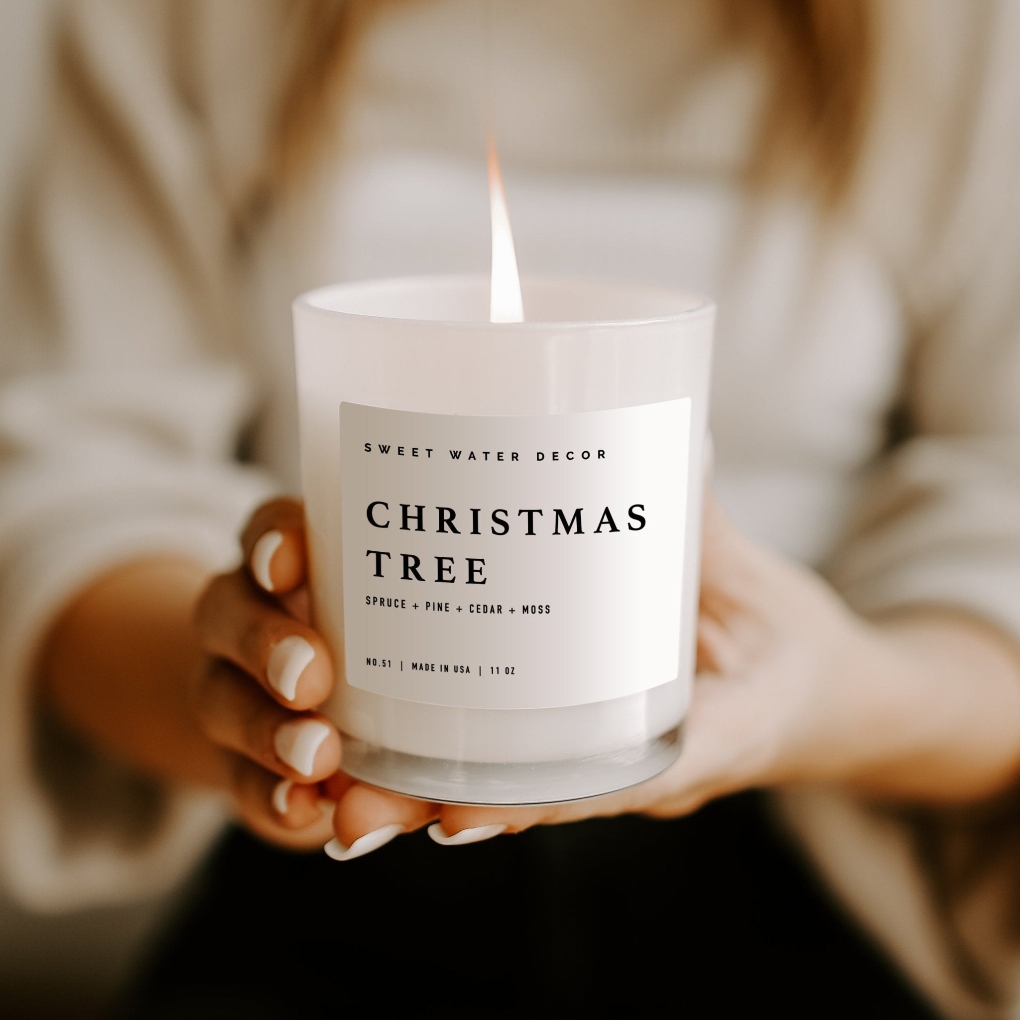 Christmas Tree Soy Candle - White Jar - 11 oz - My American Goods
