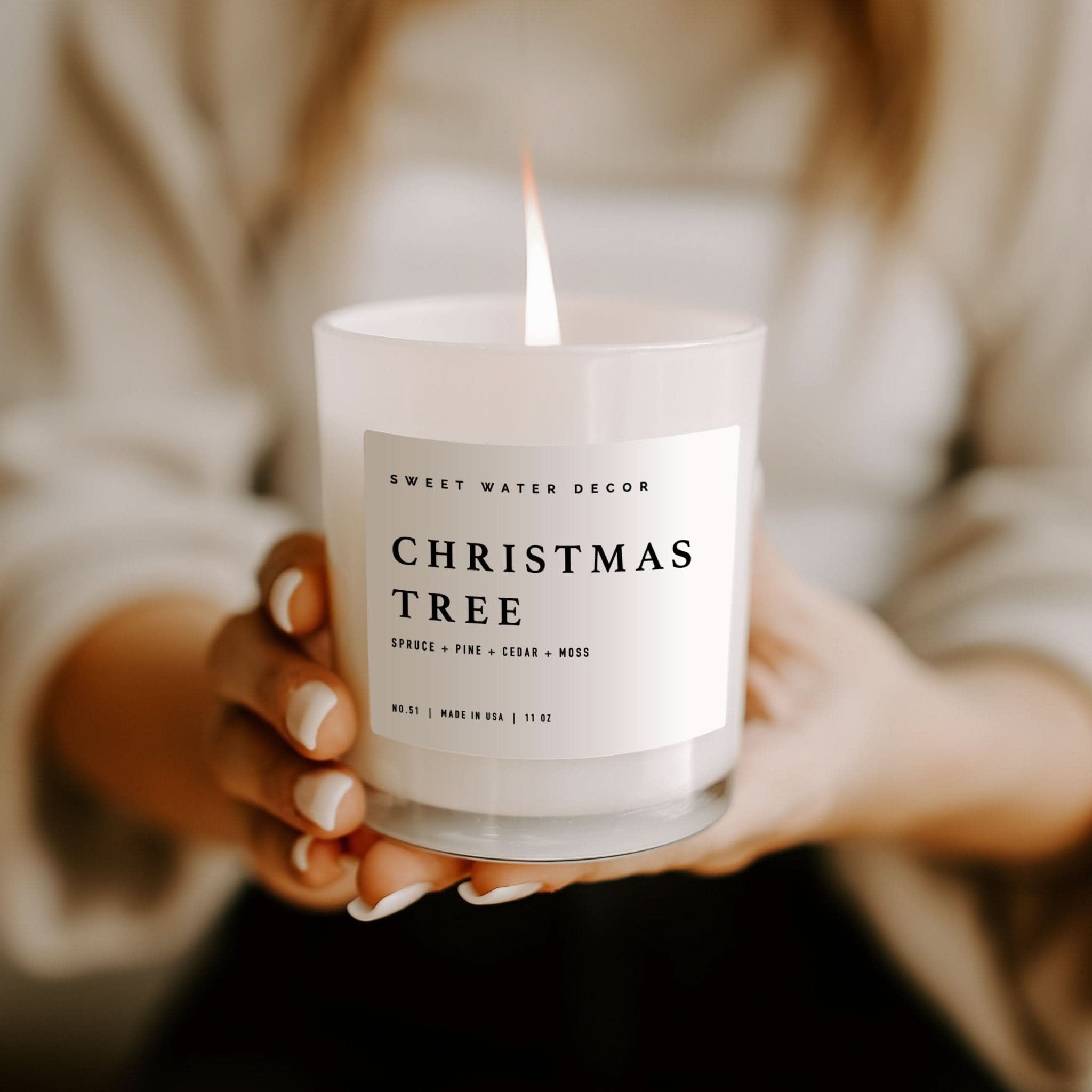 Christmas Tree Soy Candle - White Jar - 11 oz - My American Goods