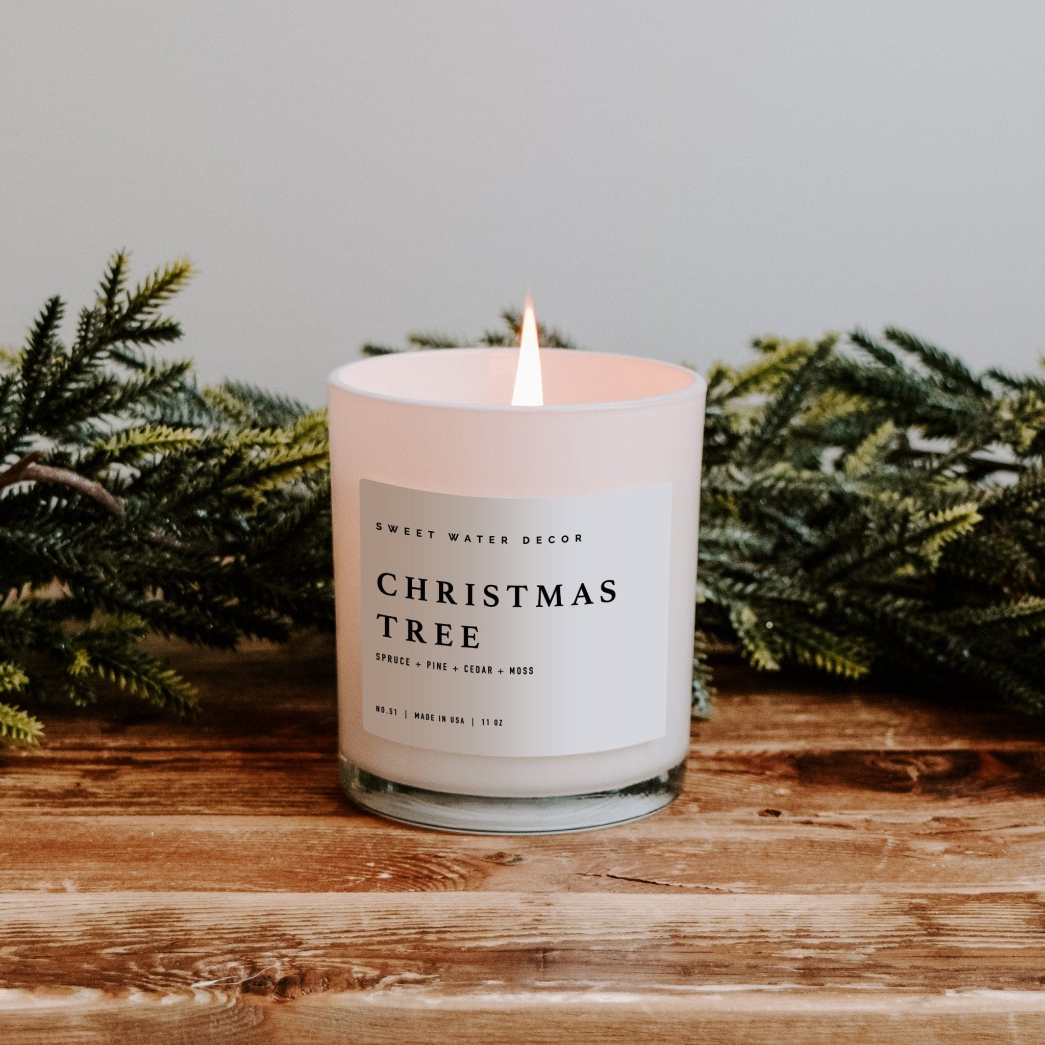 Sweet Water Decor Candles Christmas Tree Soy Candle - White Jar - 11 oz