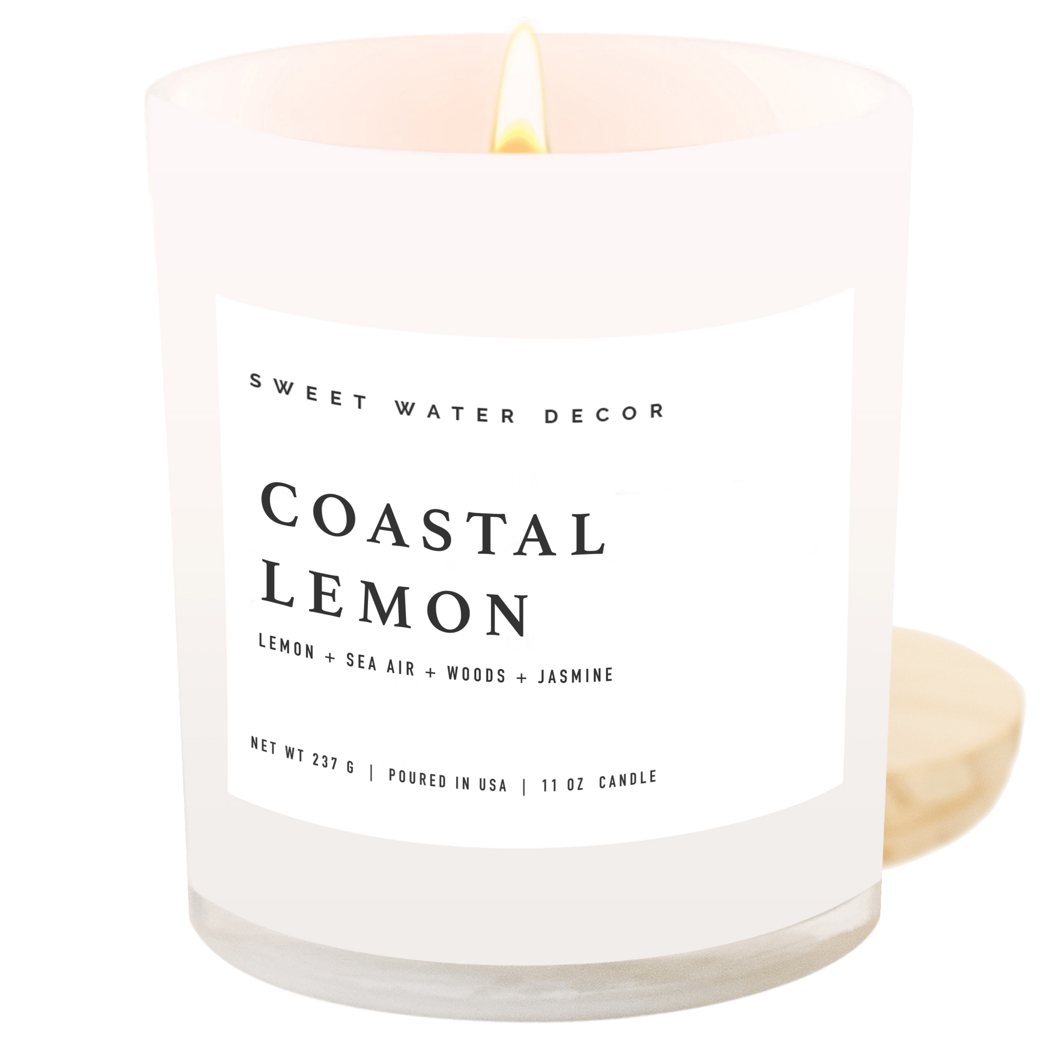Sweet Water Decor Candles Coastal Lemon Soy Candle - White Jar - 11 oz