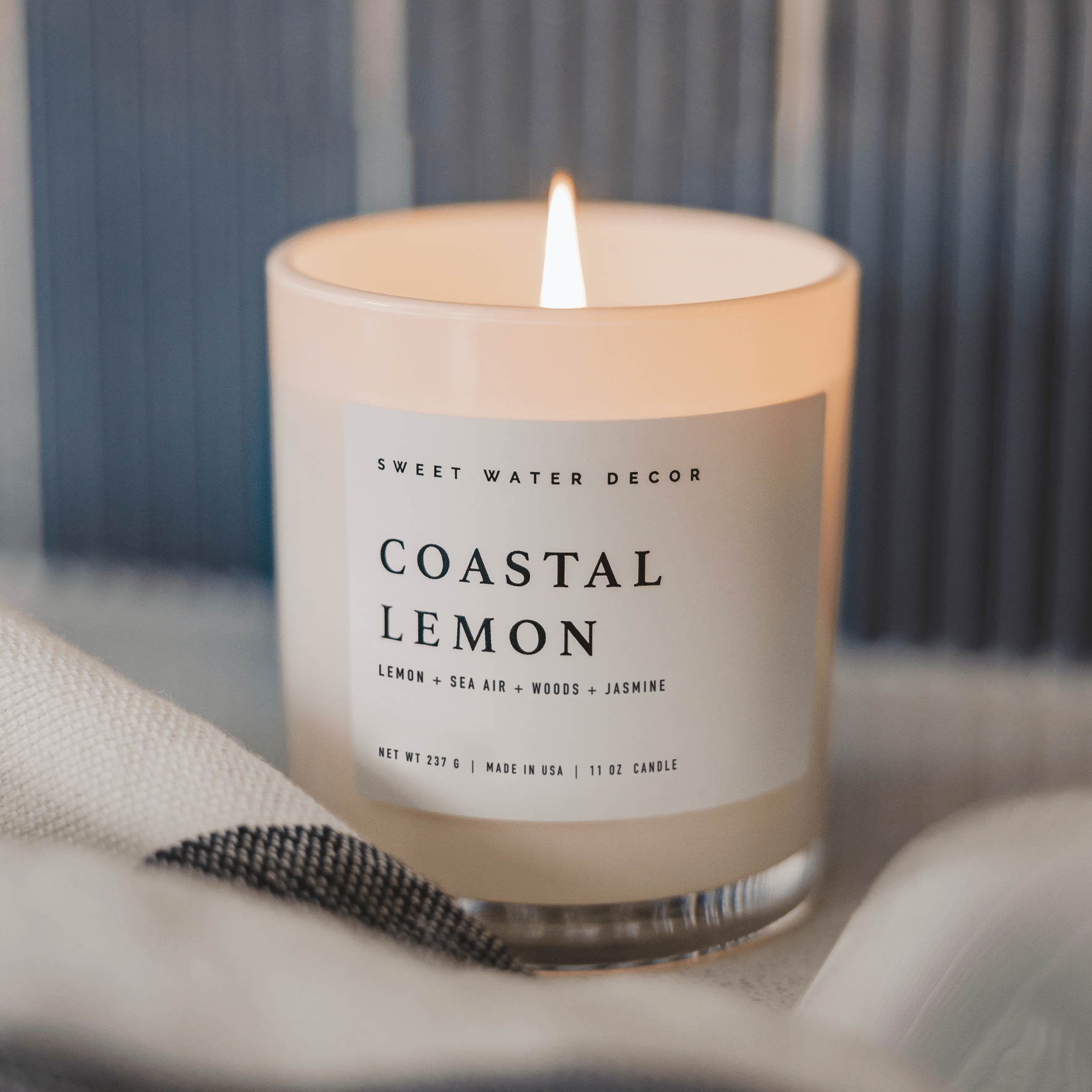 Sweet Water Decor Candles Coastal Lemon Soy Candle - White Jar - 11 oz