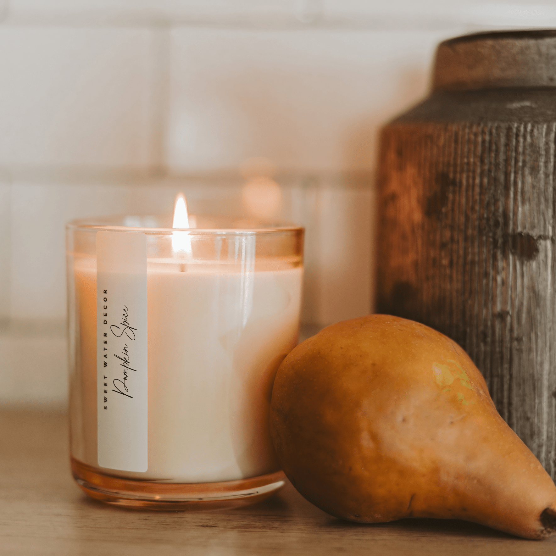 Sweet Water Decor Candles Pumpkin Spice Soy Candle - Tinted Glass Jar - 12 oz
