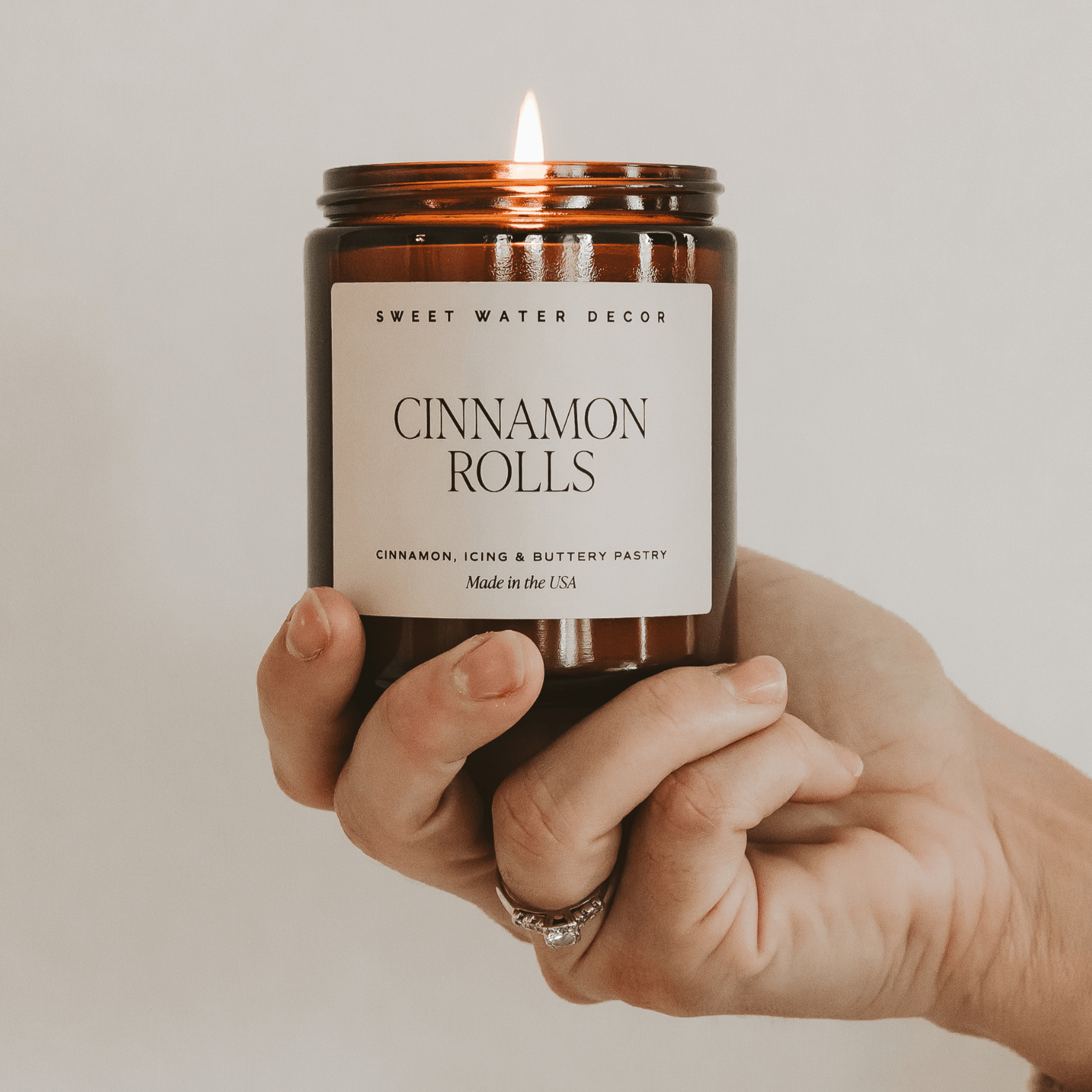 Sweet Water Decor Candles Cinnamon Rolls Soy Candle - Amber Jar - 9 oz