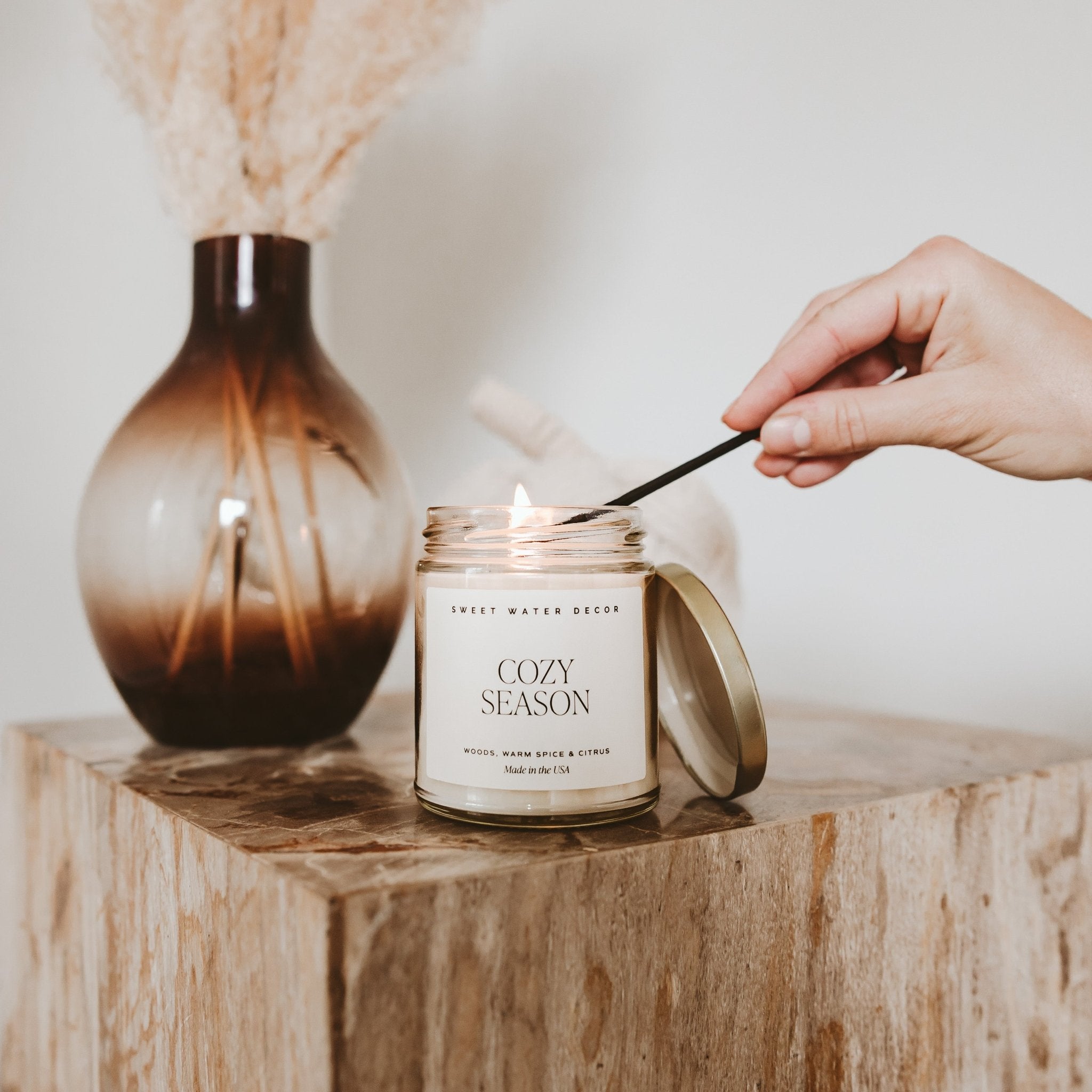 Cozy Season Soy Candle - Clear Jar - 9 oz - My American Goods