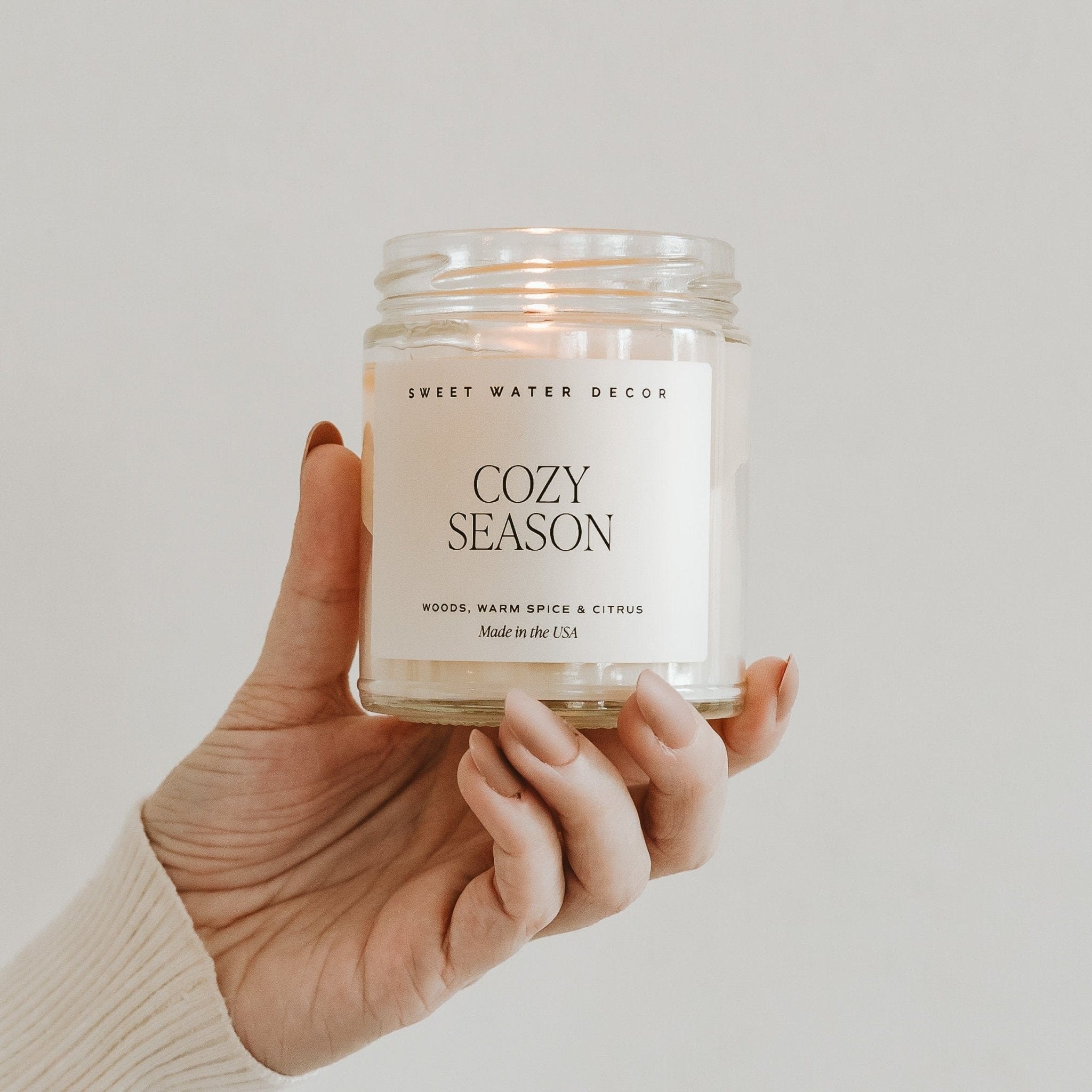 Sweet Water Decor Candles Cozy Season Soy Candle - Clear Jar - 9 oz