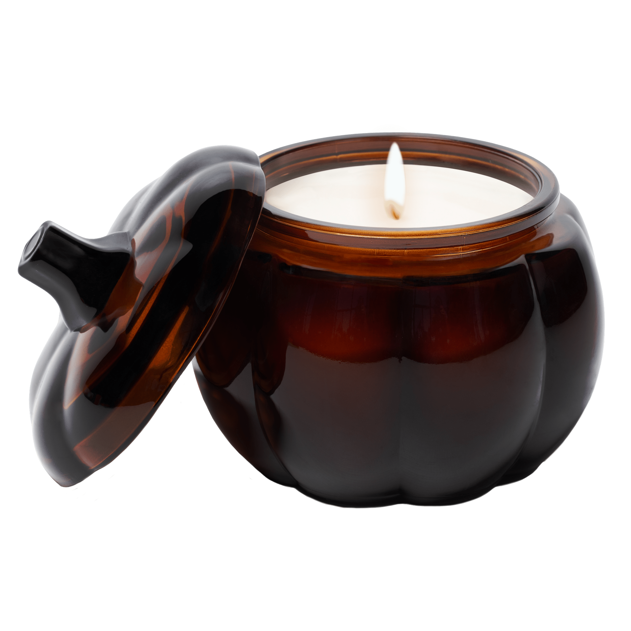 Hello Fall Soy Candle - Amber Glass Pumpkin Jar - 20 oz