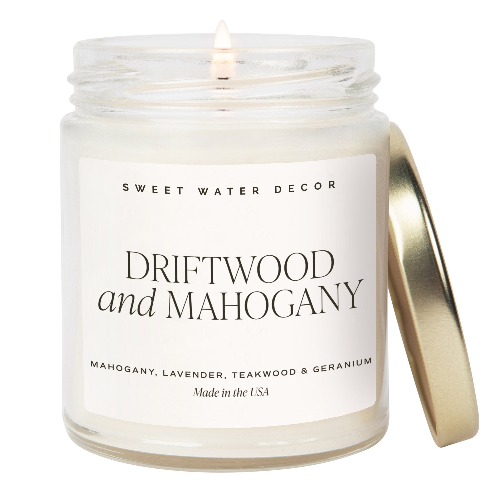 Driftwood and Mahogany Soy Candle - Clear Jar - 9 oz - My American Goods