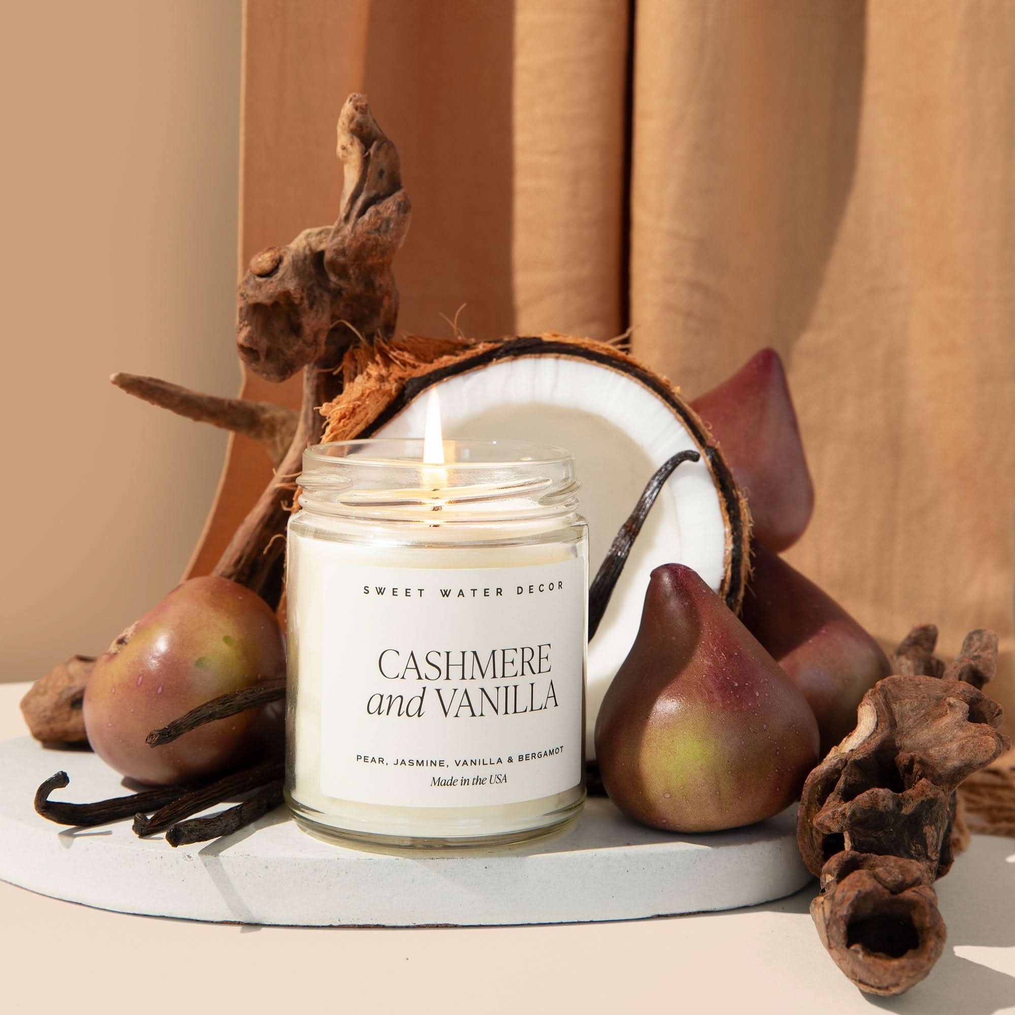 Cashmere and Vanilla Soy Candle - Clear Jar - 9 oz - My American Goods