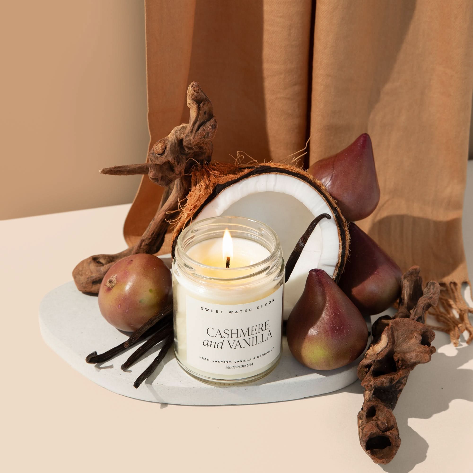 Cashmere and Vanilla Soy Candle - Clear Jar - 9 oz - My American Goods