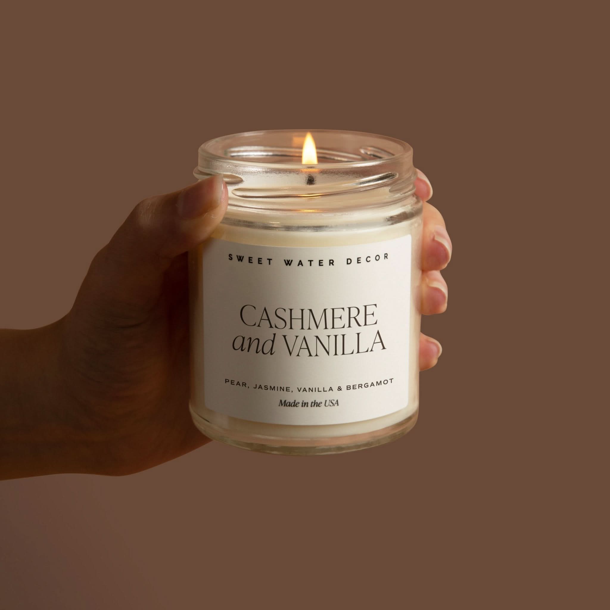 Cashmere and Vanilla Soy Candle - Clear Jar - 9 oz - My American Goods