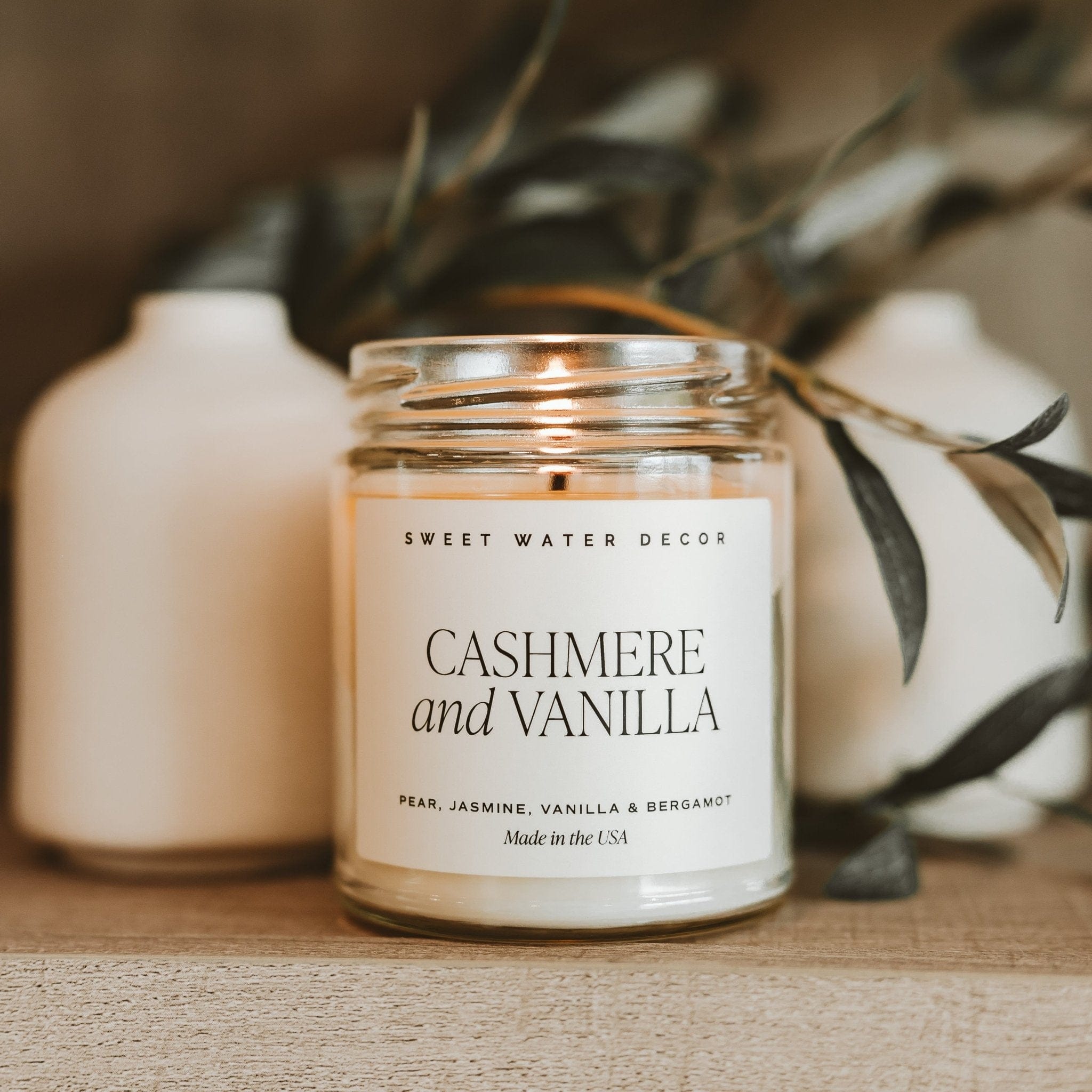 Sweet Water Decor Candles Cashmere and Vanilla Soy Candle - Clear Jar - 9 oz
