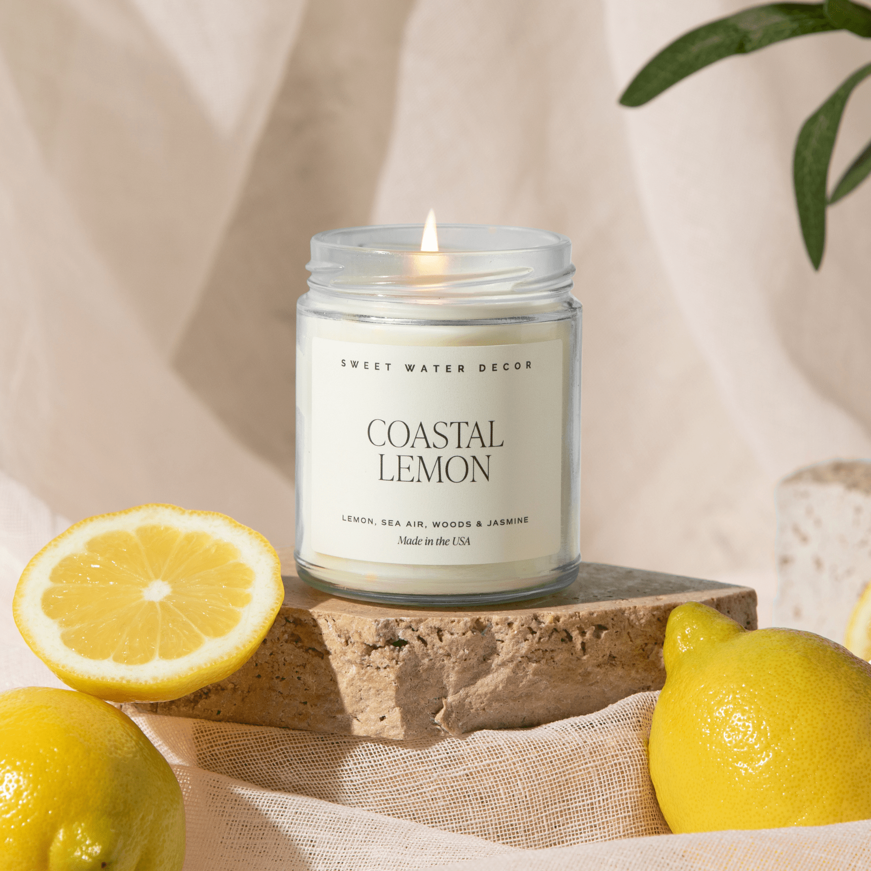 Sweet Water Decor Candles Coastal Lemon Soy Candle - Clear Jar - 9 oz