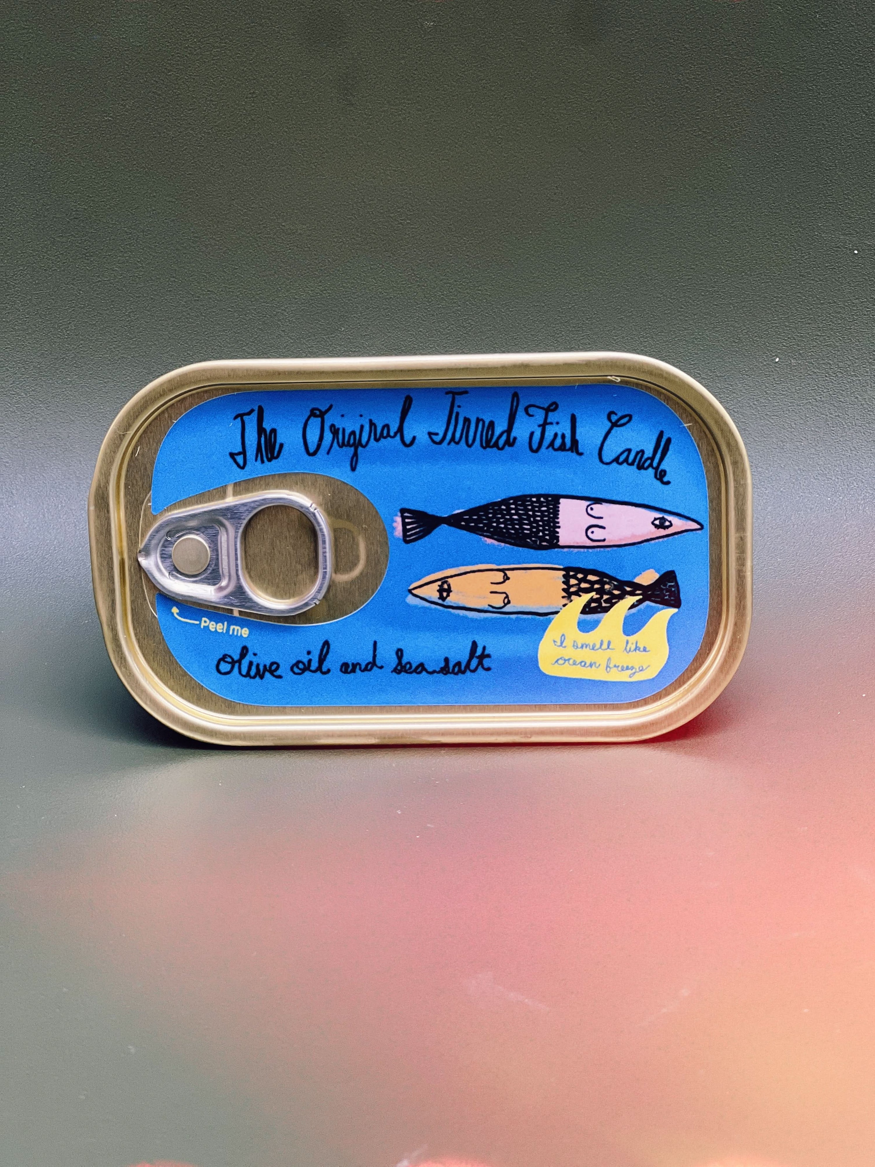 Tinned Candle Tinned Fish Candle - Olive Oil and Sea Salt (Ocean Breeze Scented)