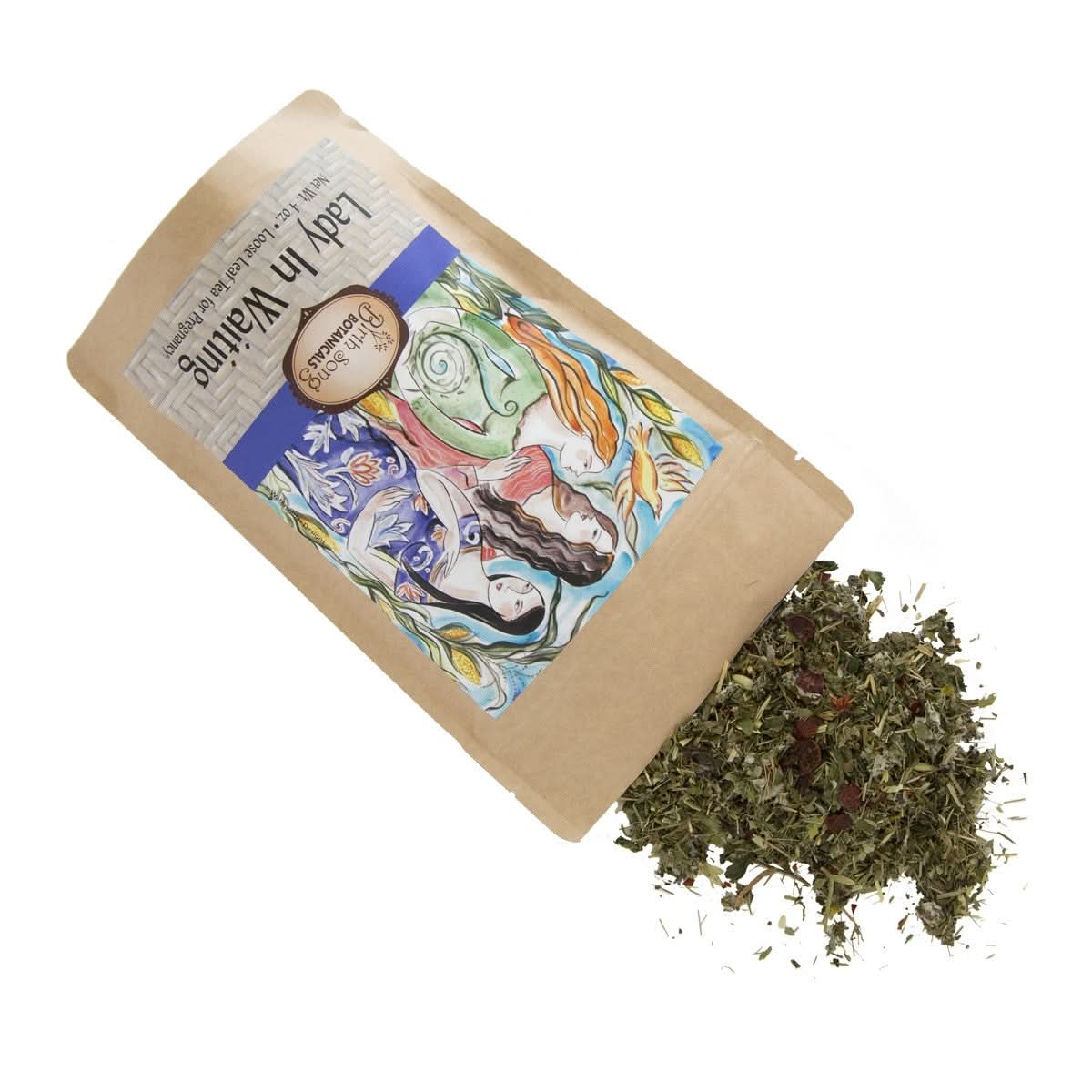 Lady in Waiting Herbal Pregnancy Tea Supports a Healthy Pregnancy* with Organic Red Raspberry Leaf 4 oz. - My American Goods
