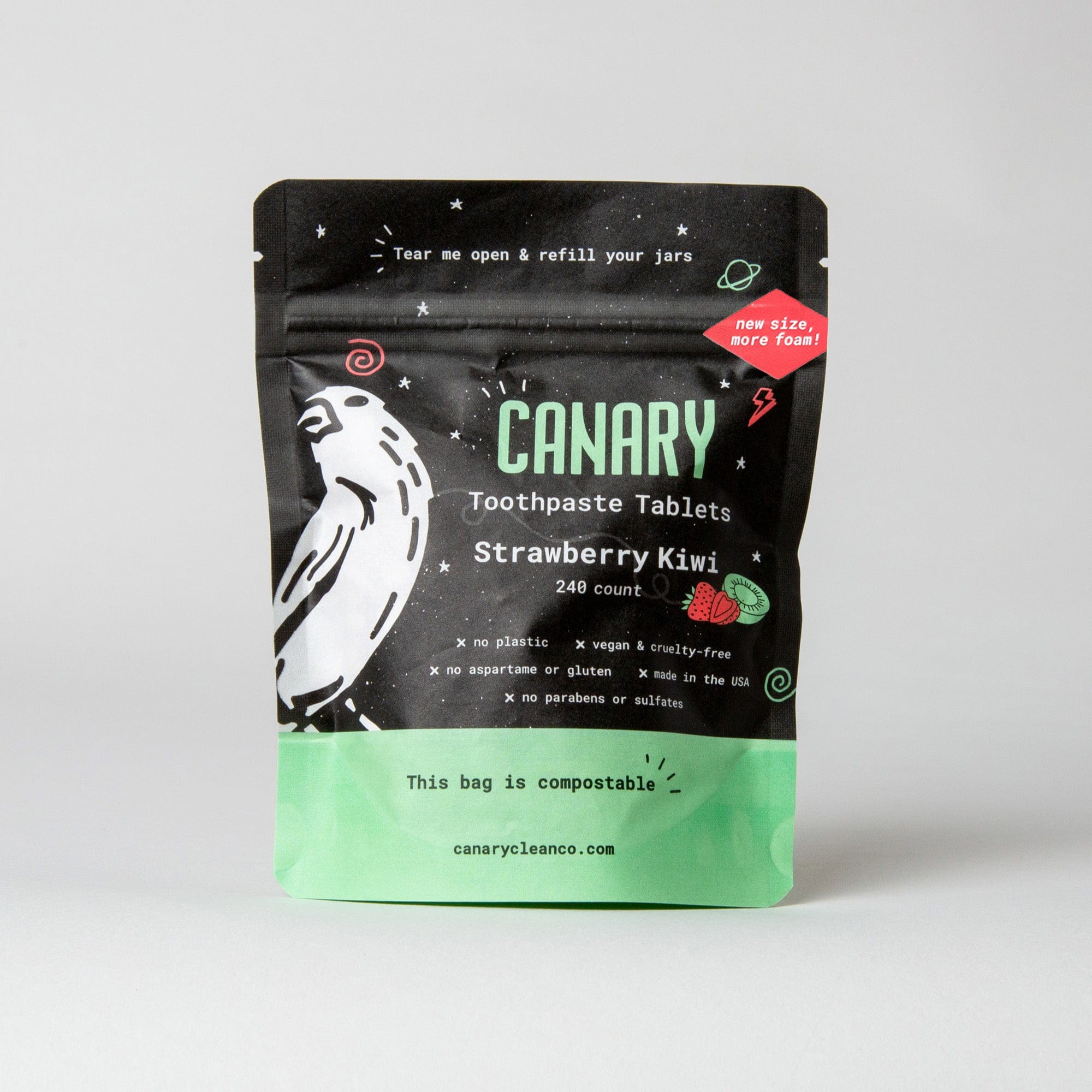 Canary Toothpaste Tablets 4 month refill pack - 240 tablets Strawberry + Kiwi Toothpaste Tablets
