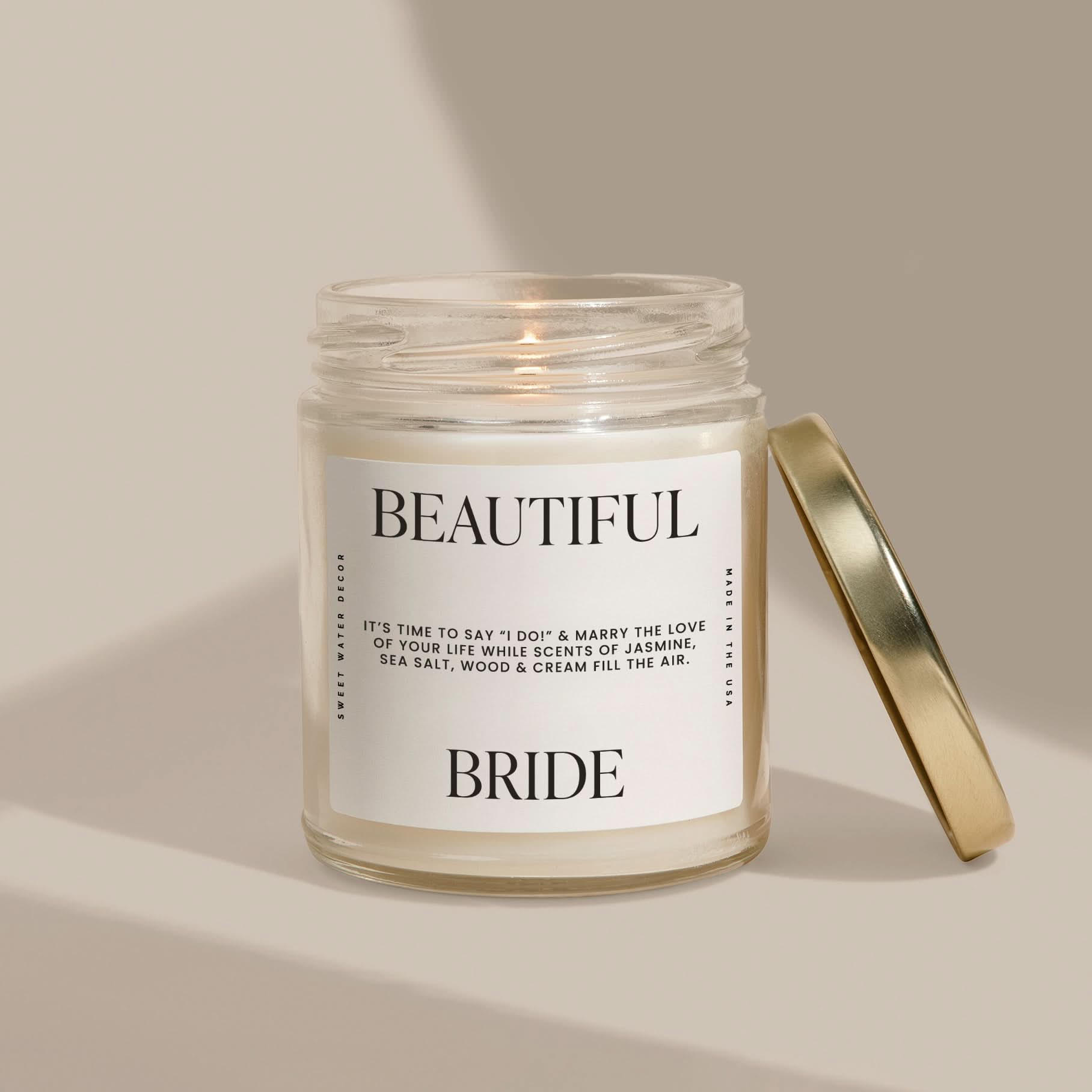 Beautiful Bride Soy Candle - Large Quote Label - 9 oz - My American Goods