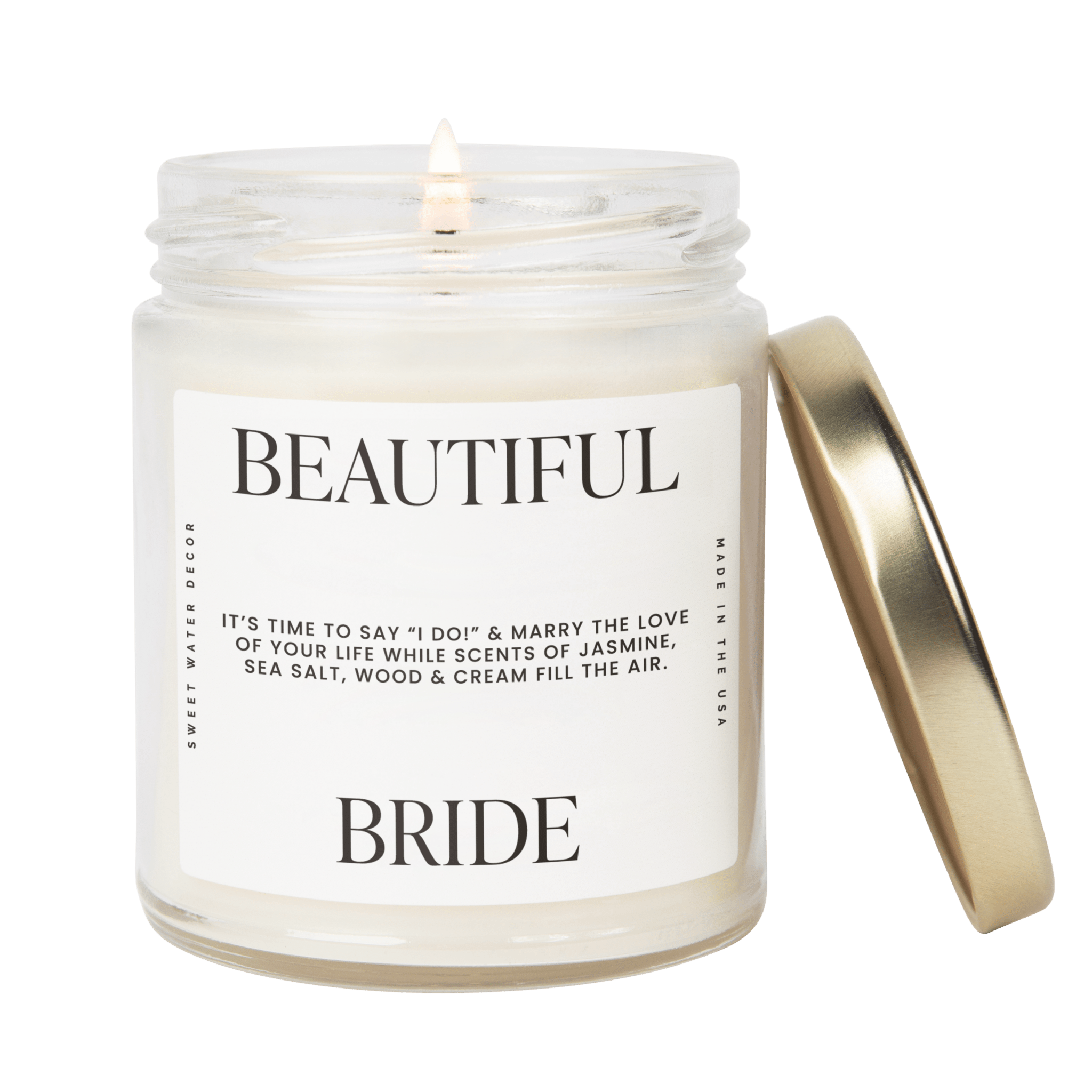 Beautiful Bride Soy Candle - Large Quote Label - 9 oz - My American Goods