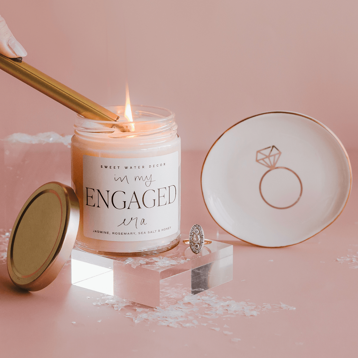 In My Engaged Era Soy Candle - Clear Jar - 9 oz (Wildflowers and Salt)