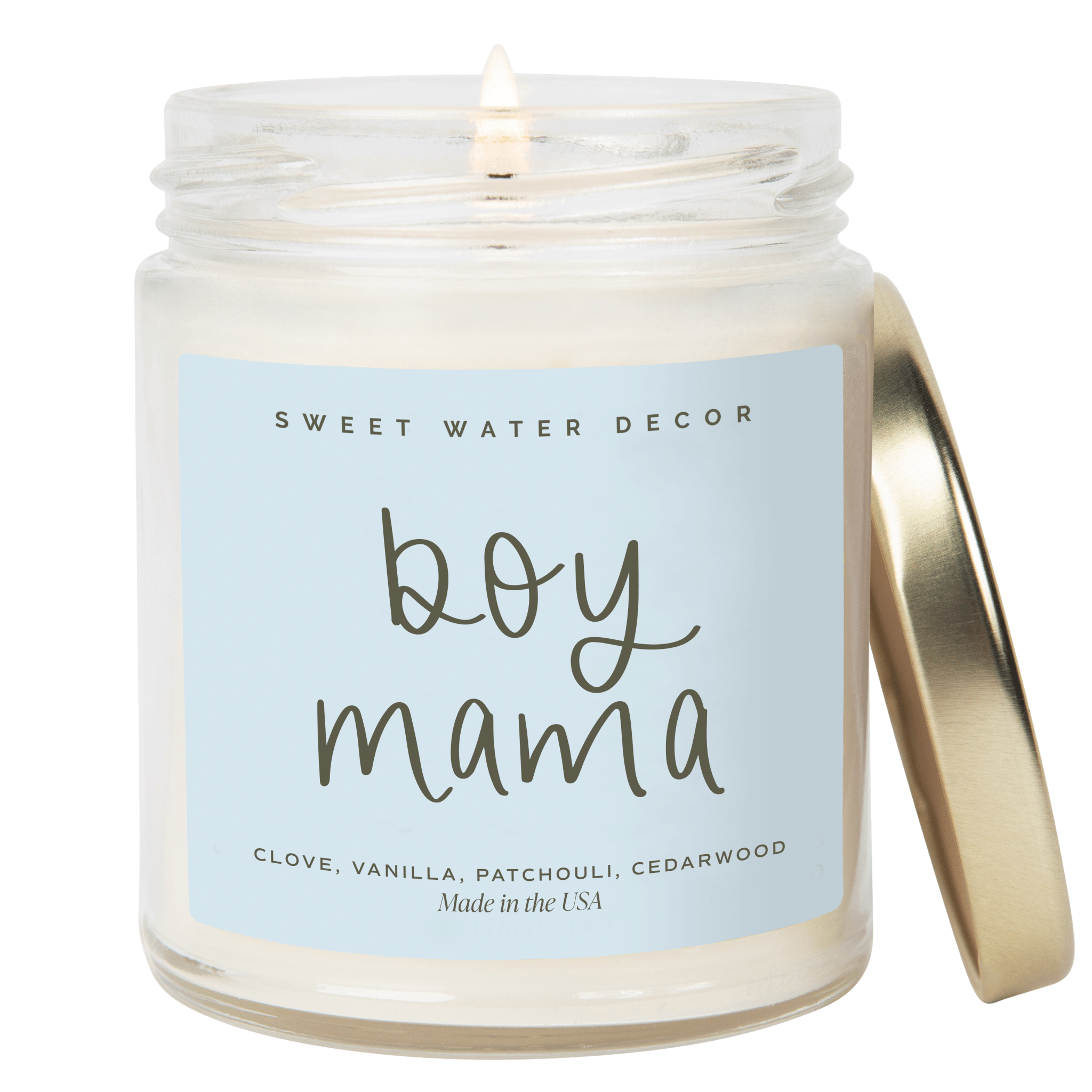 Boy Mama Soy Candle - Clear Jar - 9 oz (Palo Santo Patchouli) - My American Goods
