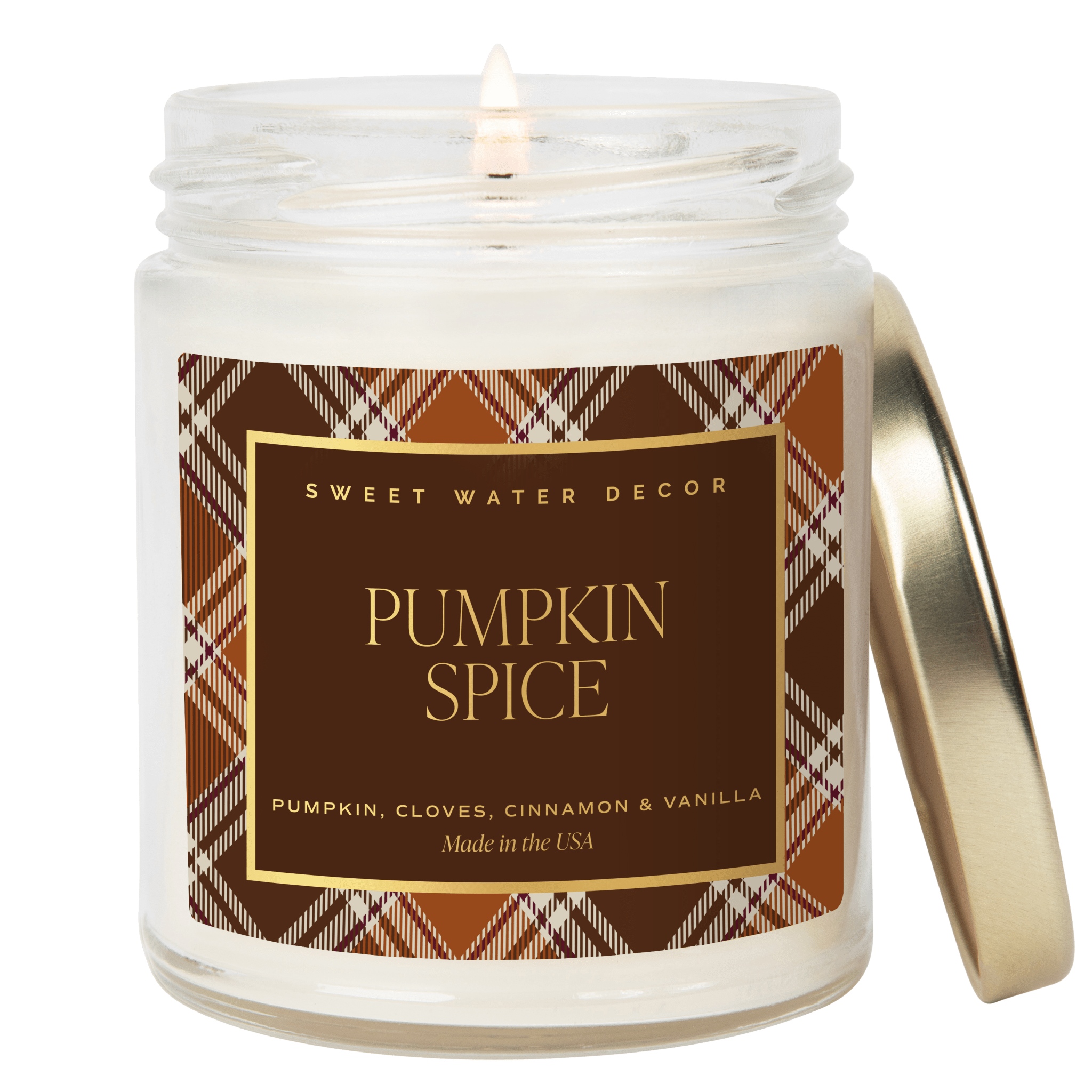 Pumpkin Spice Soy Candle - Patterned 9 oz - Clear Jar - My American Goods