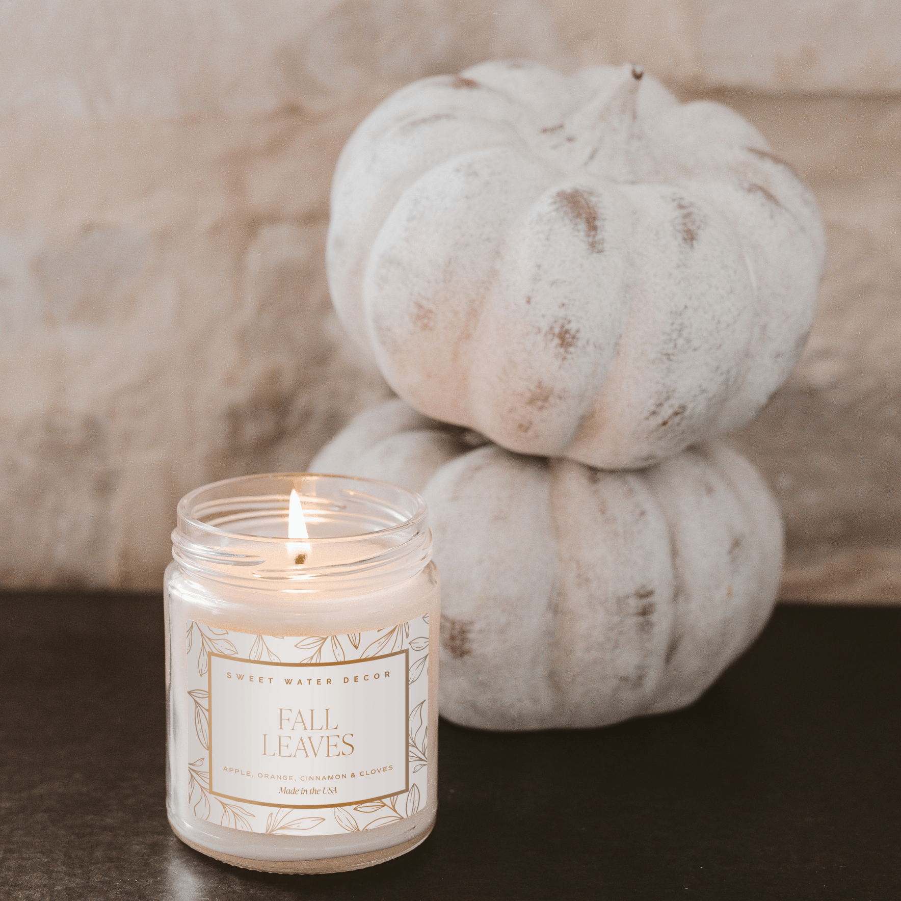 Sweet Water Decor Candles Fall Leaves Soy Candle - Patterned 9 oz - Clear Jar