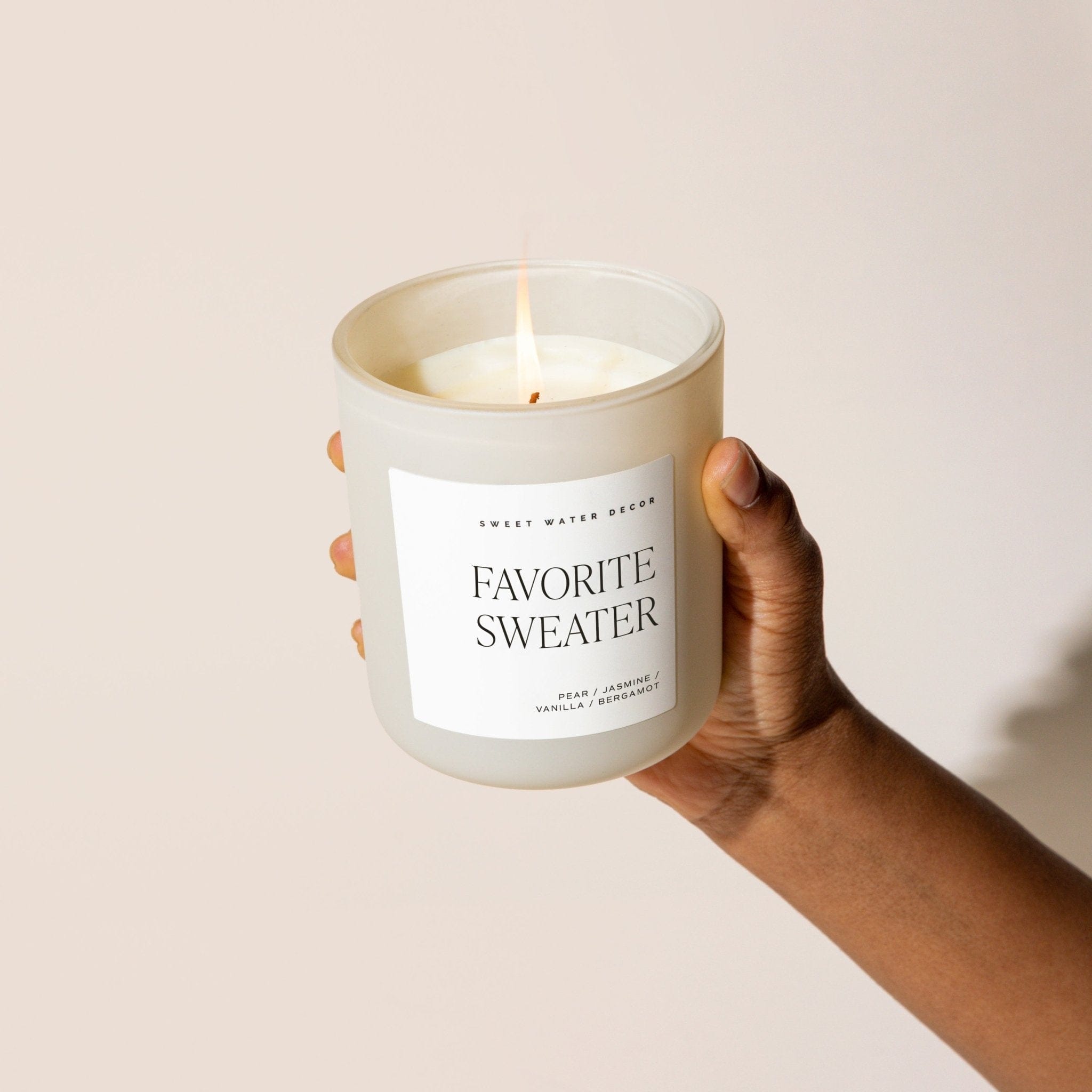 Sweet Water Decor Candles Favorite Sweater Soy Candle - Tan Matte Jar - 15 oz