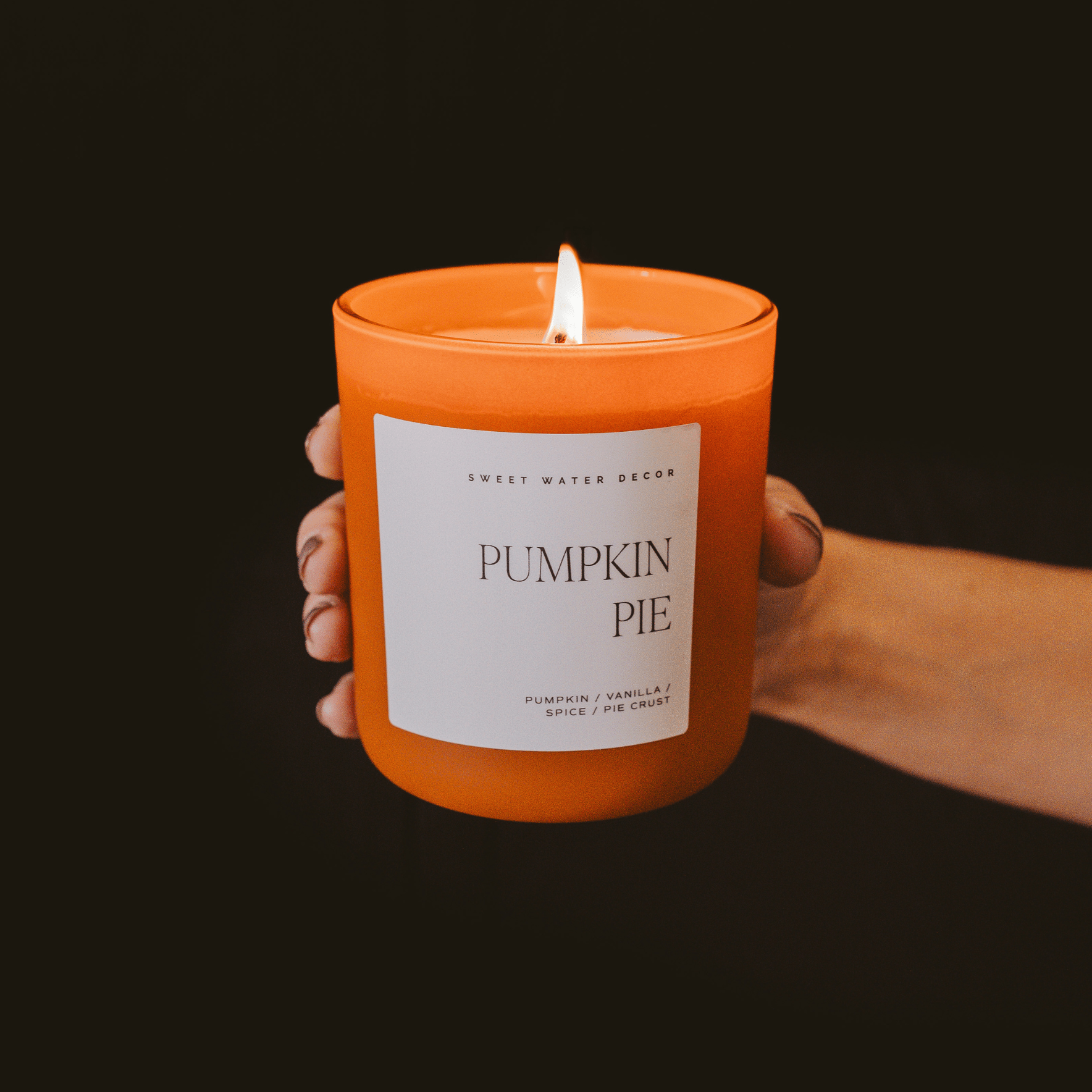 Sweet Water Decor Candles Pumpkin Pie Soy Candle - Orange Matte Jar - 15 oz (Hello Pumpkin)