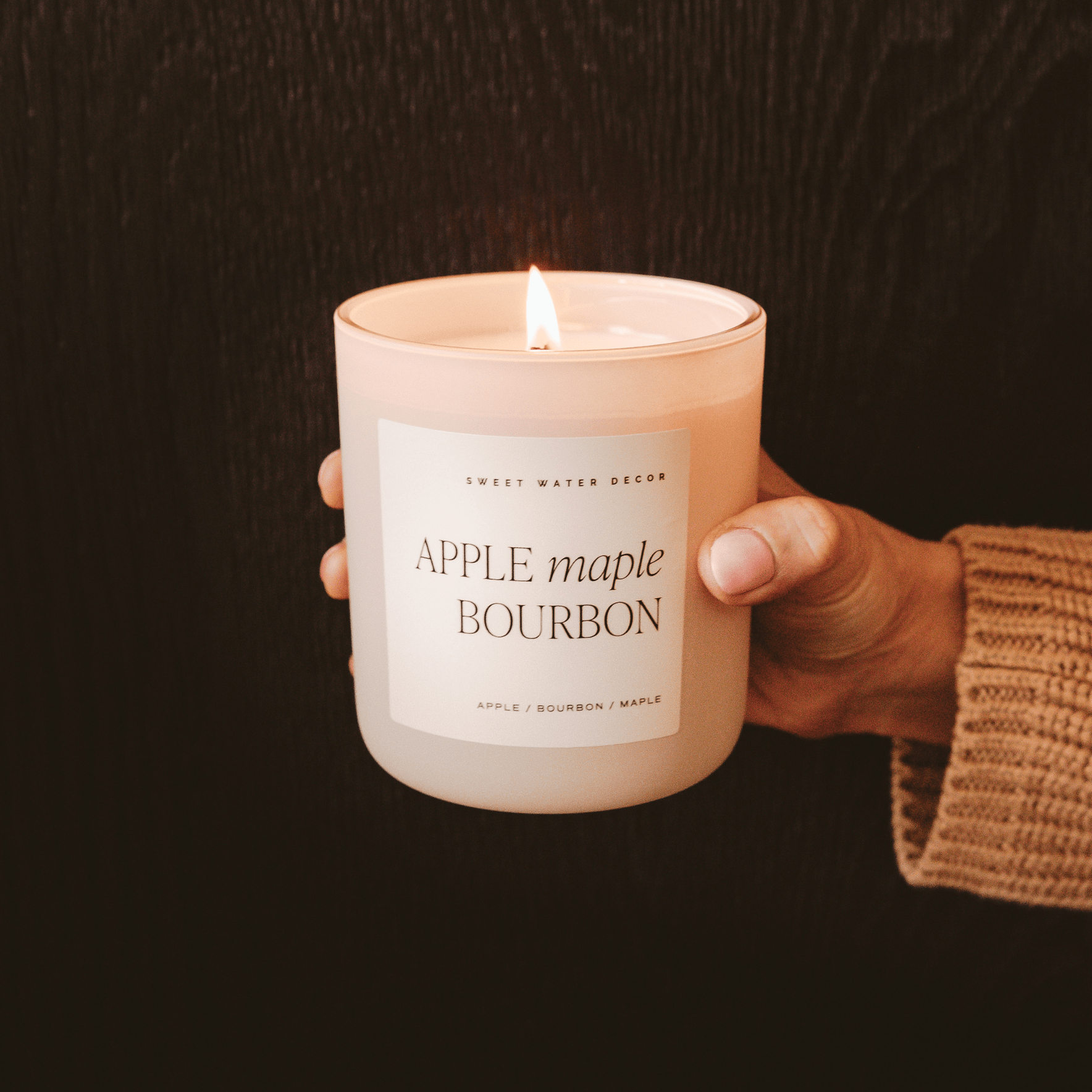 Sweet Water Decor Candles Apple Maple Bourbon Soy Candle - Tan Matte Jar - 15 oz (Sunday Brunch)