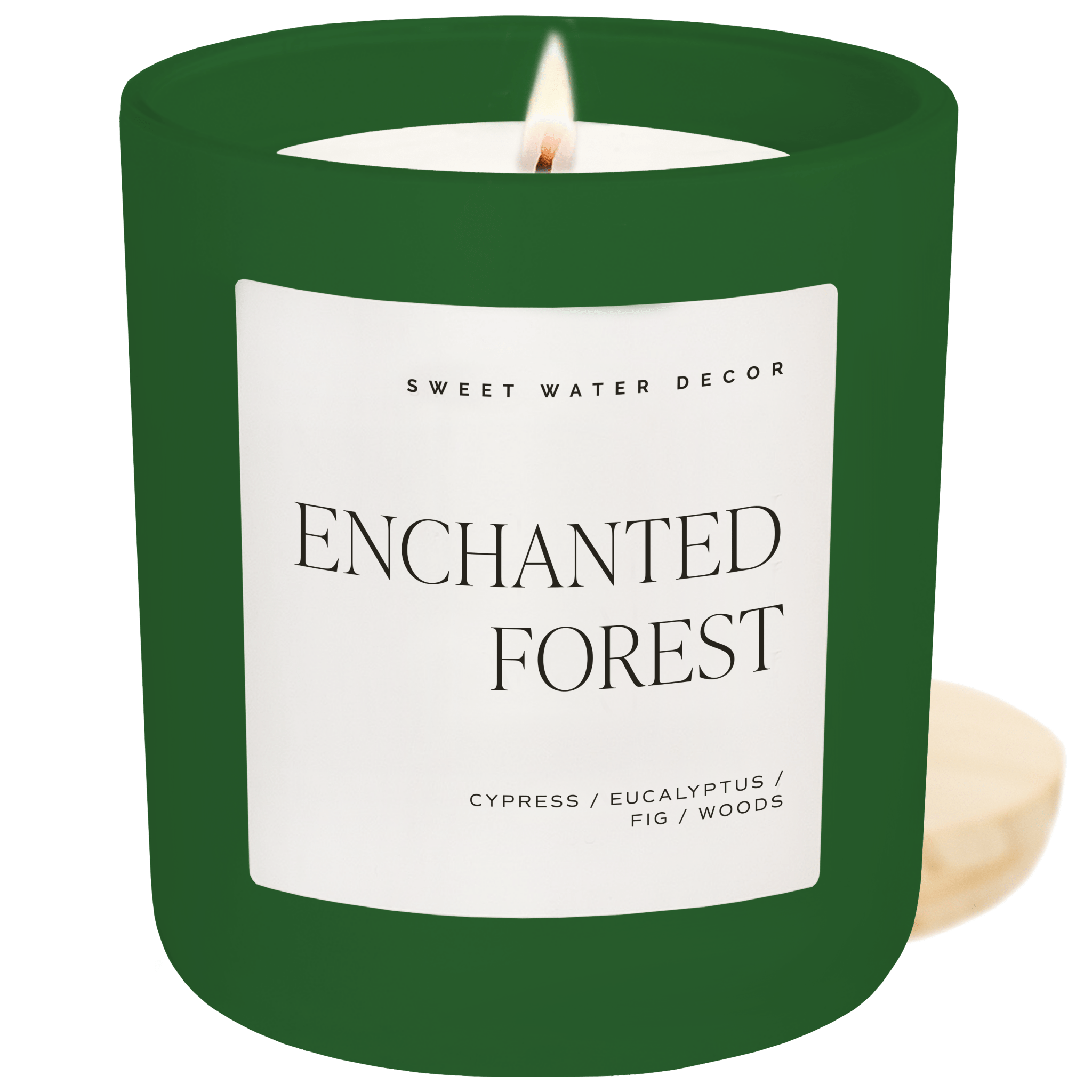 Enchanted Forest Soy Candle - Green Matte Jar - 15 oz (Cypress and Fig) - My American Goods