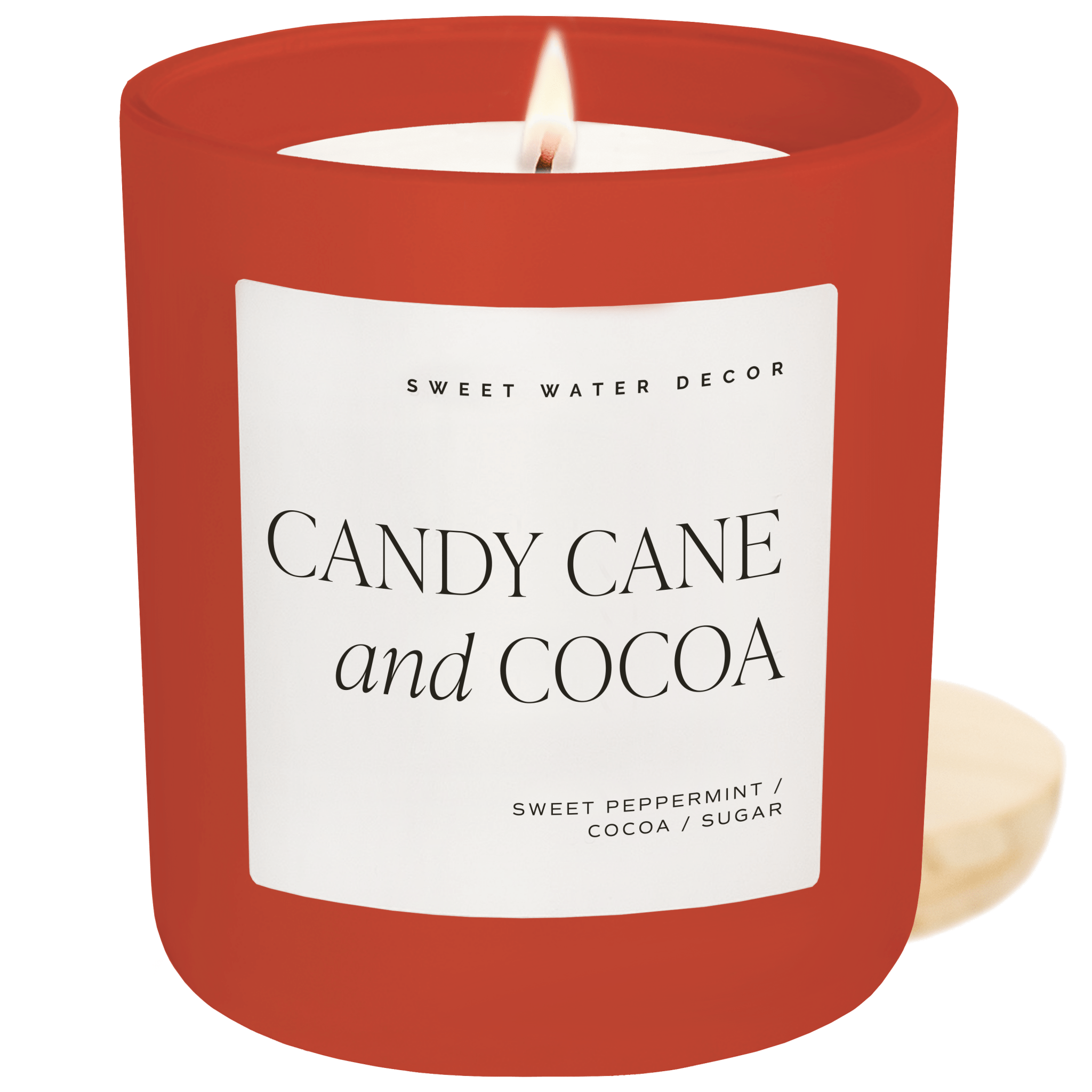 Candy Cane and Cocoa Soy Candle - Red Matte Jar - 15 oz (Hot Cocoa and Peppermint) - My American Goods