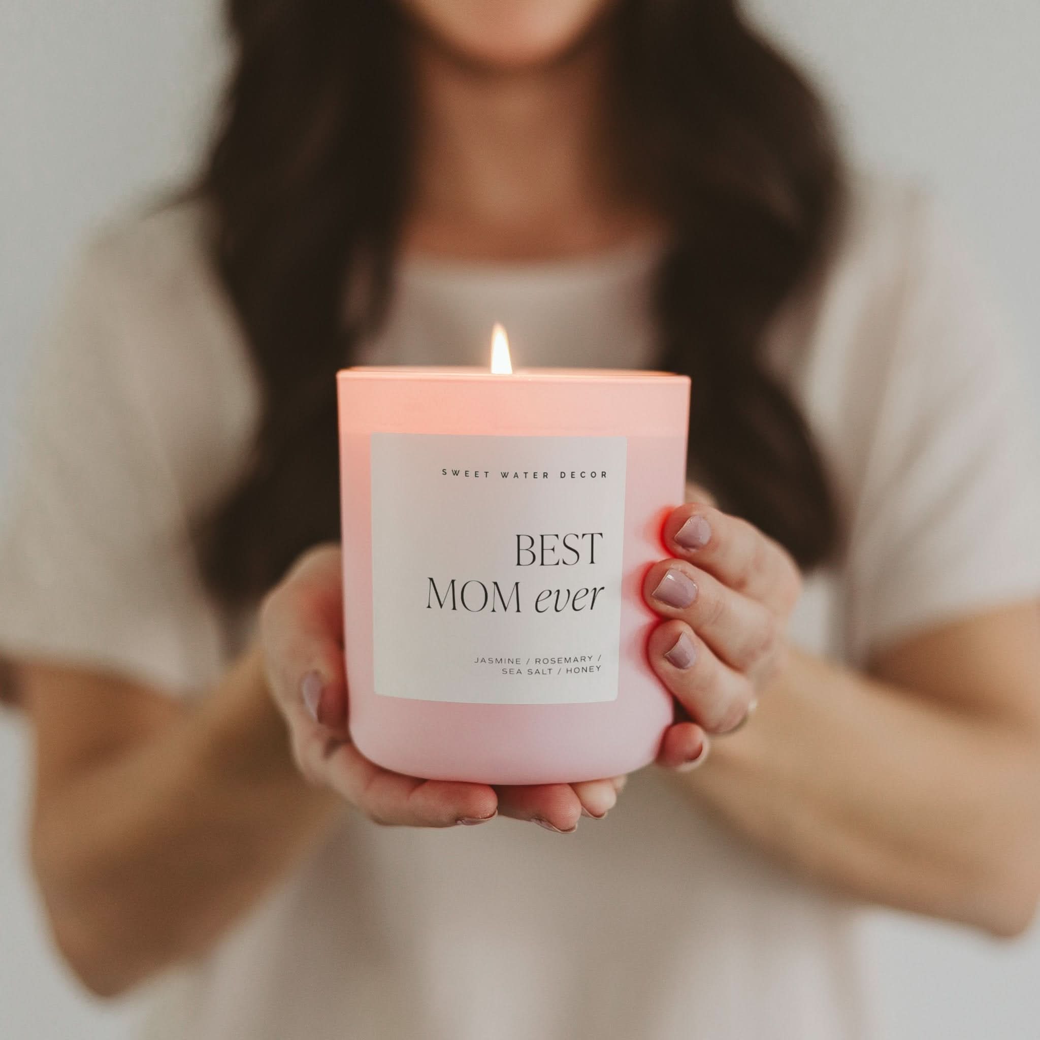 Best Mom Ever Soy Candle - Pink Matte Jar - 15 oz (Wildflowers and Salt) - My American Goods