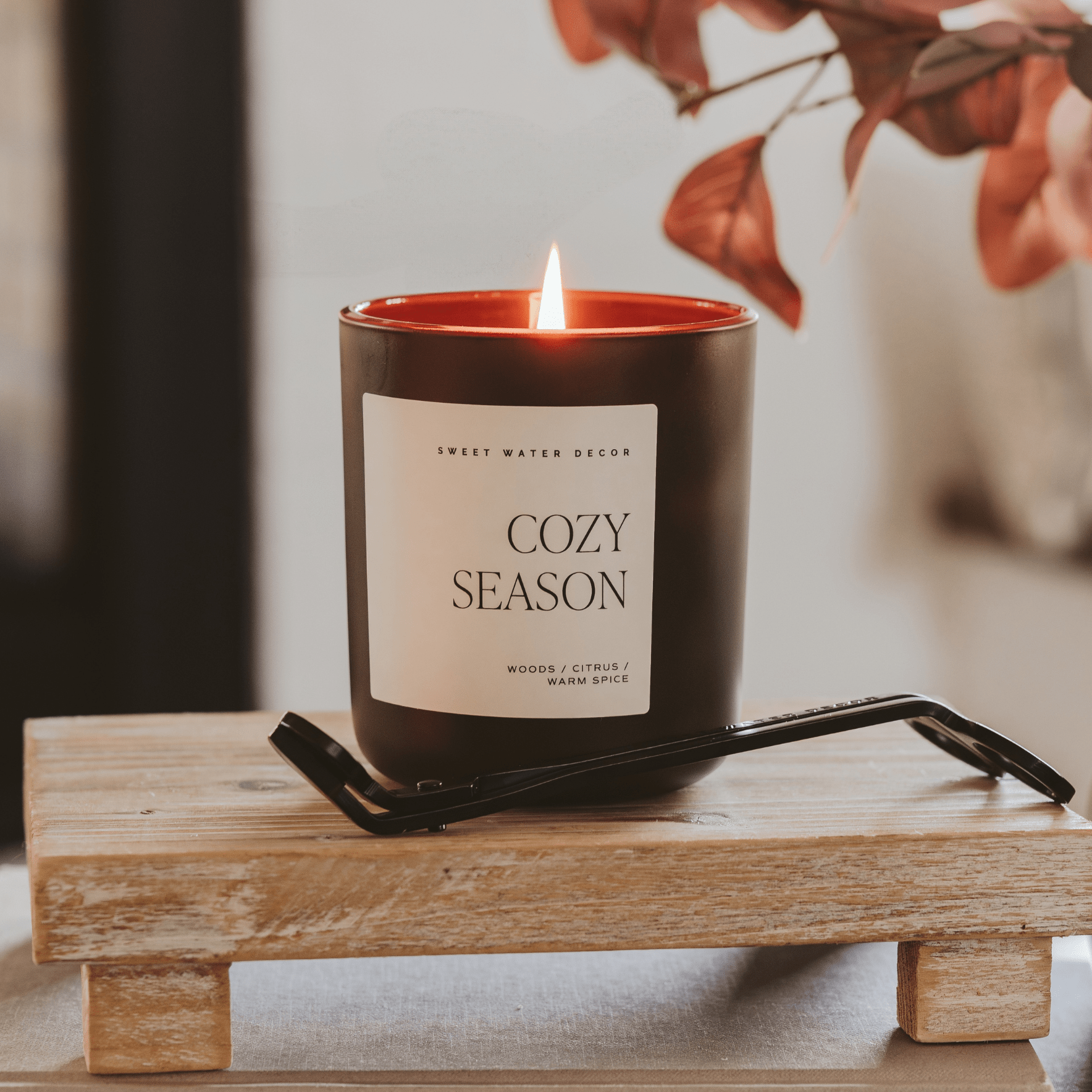 Sweet Water Decor Candles Cozy Season Soy Candle - Brown Matte Jar - 15 oz
