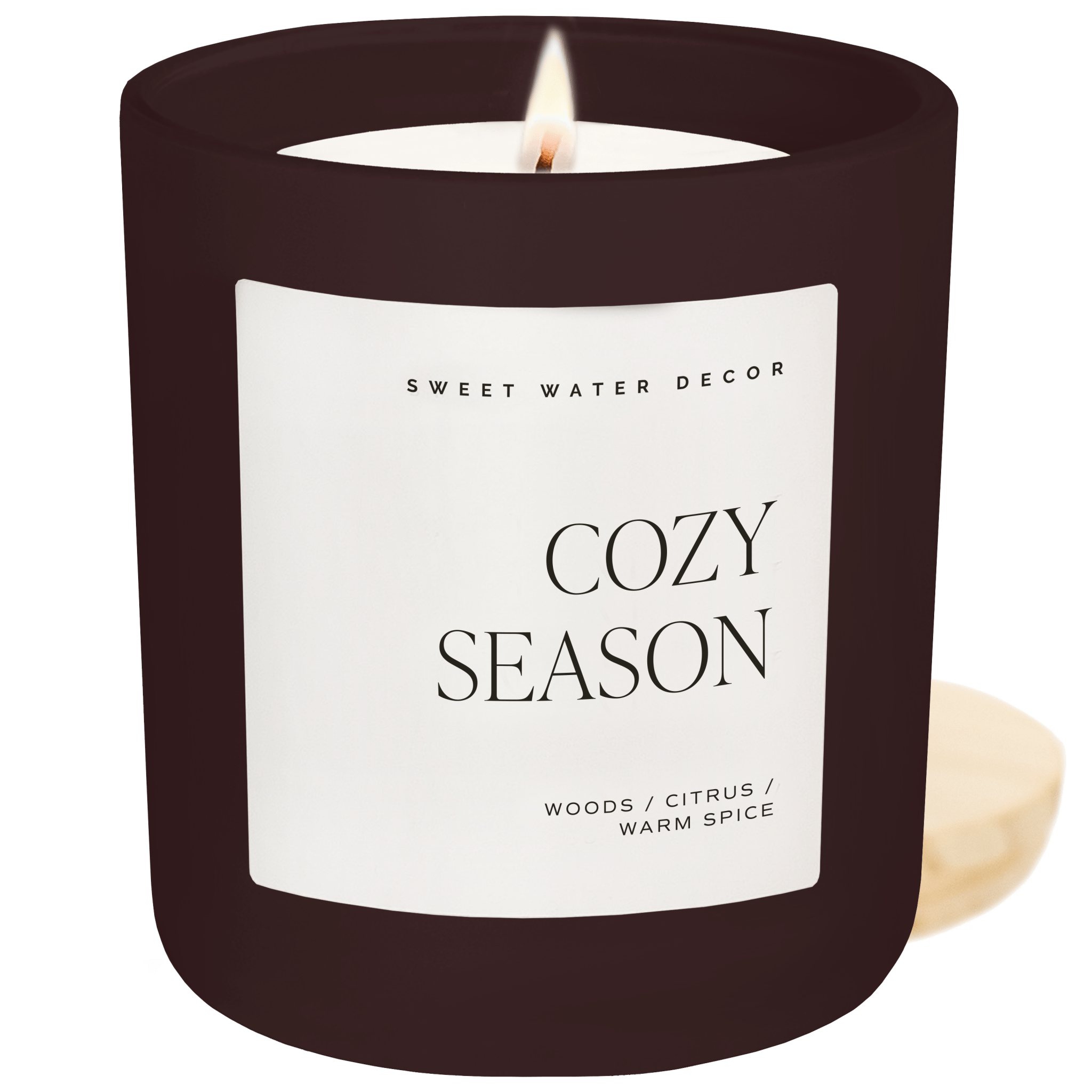 Sweet Water Decor Candles Cozy Season Soy Candle - Brown Matte Jar - 15 oz