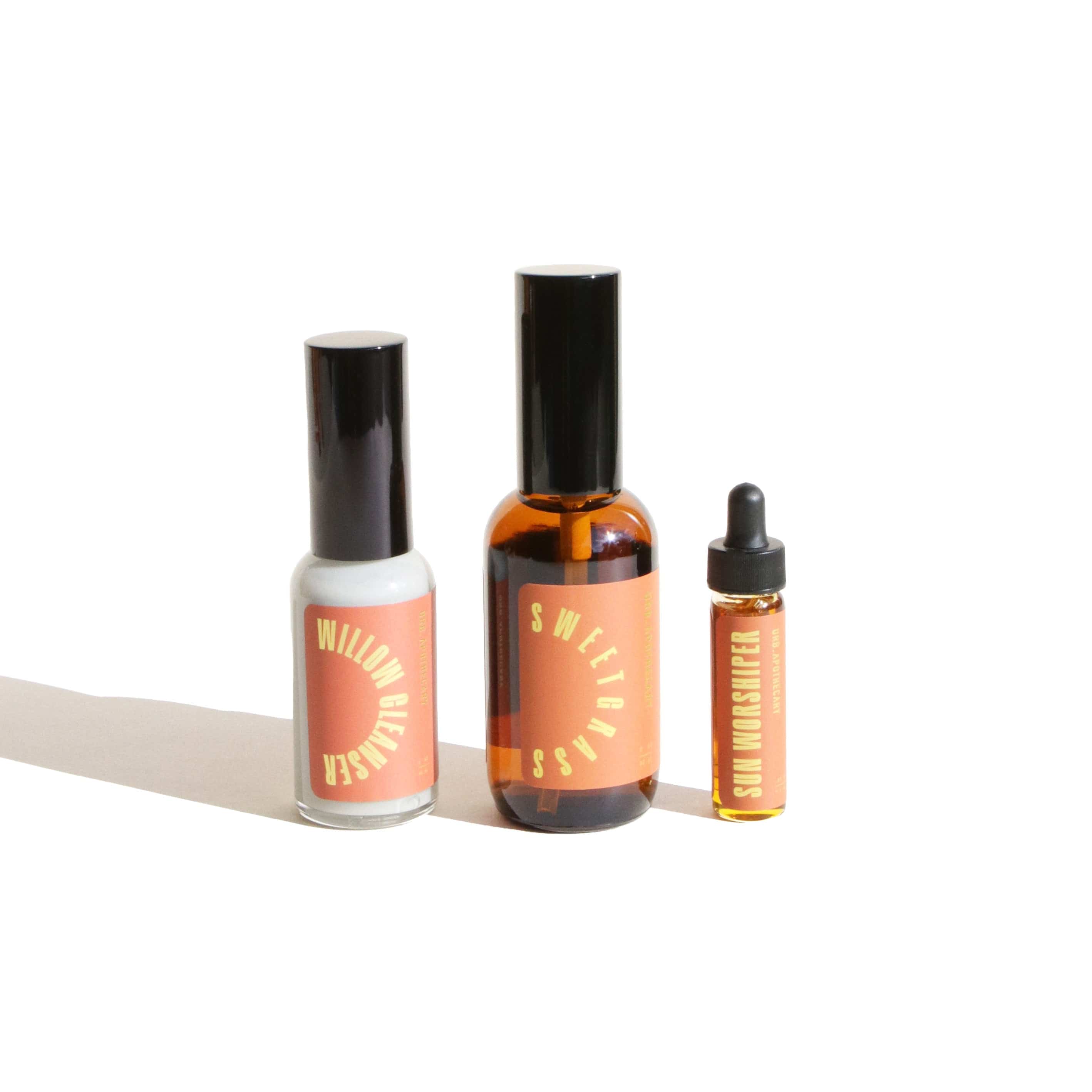 URB APOTHECARY CLEANSER Travel-Size / Willow/ Sweetgrass Mist/ Sun Worshiper Serum Daily Cleansing Bundle with Willow Cleanser - Prone Skin
