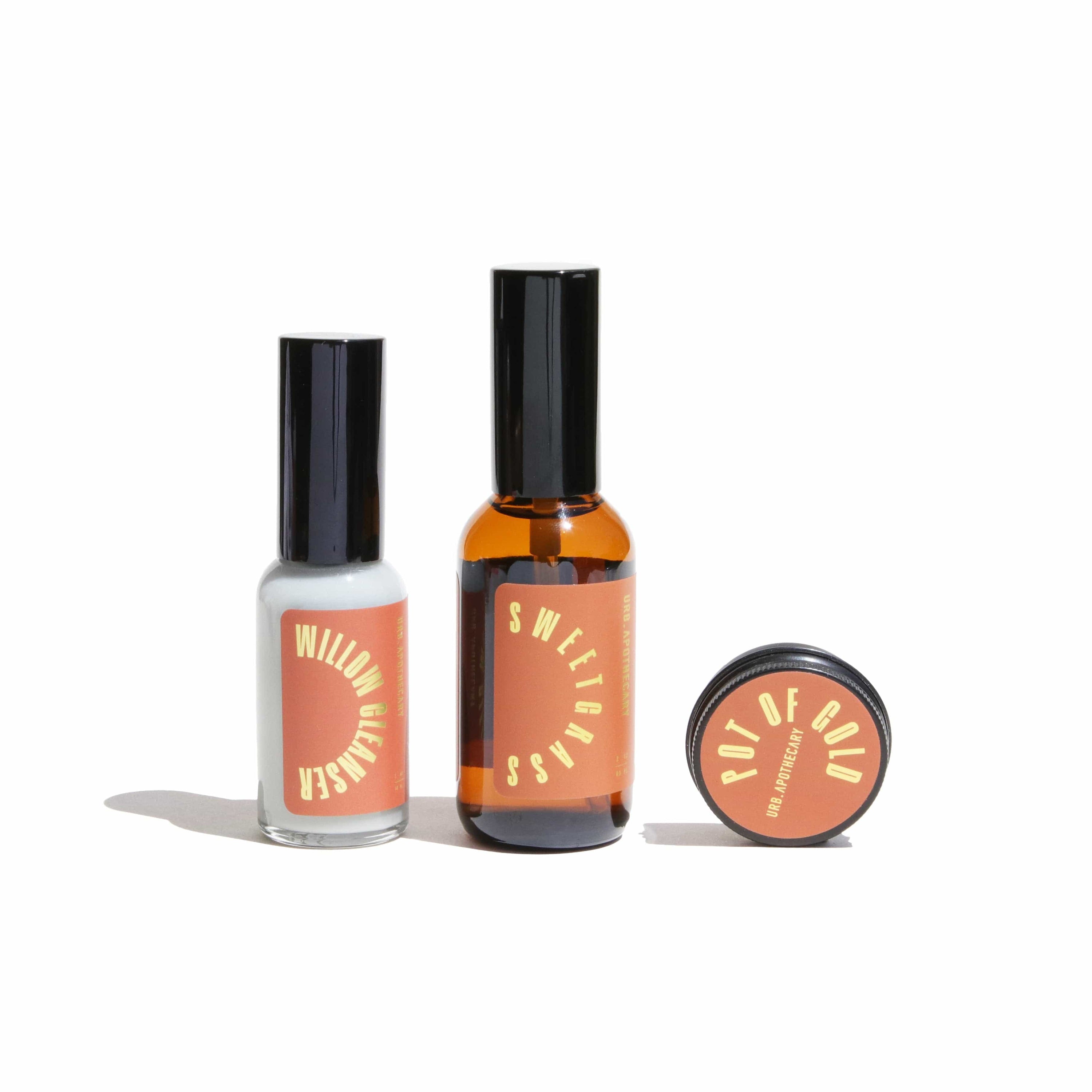 URB APOTHECARY CLEANSER Travel-Size / Willow/ Sweetgrass Mist/ Pot of Gold Balm Daily Cleansing Bundle with Willow Cleanser - Prone Skin