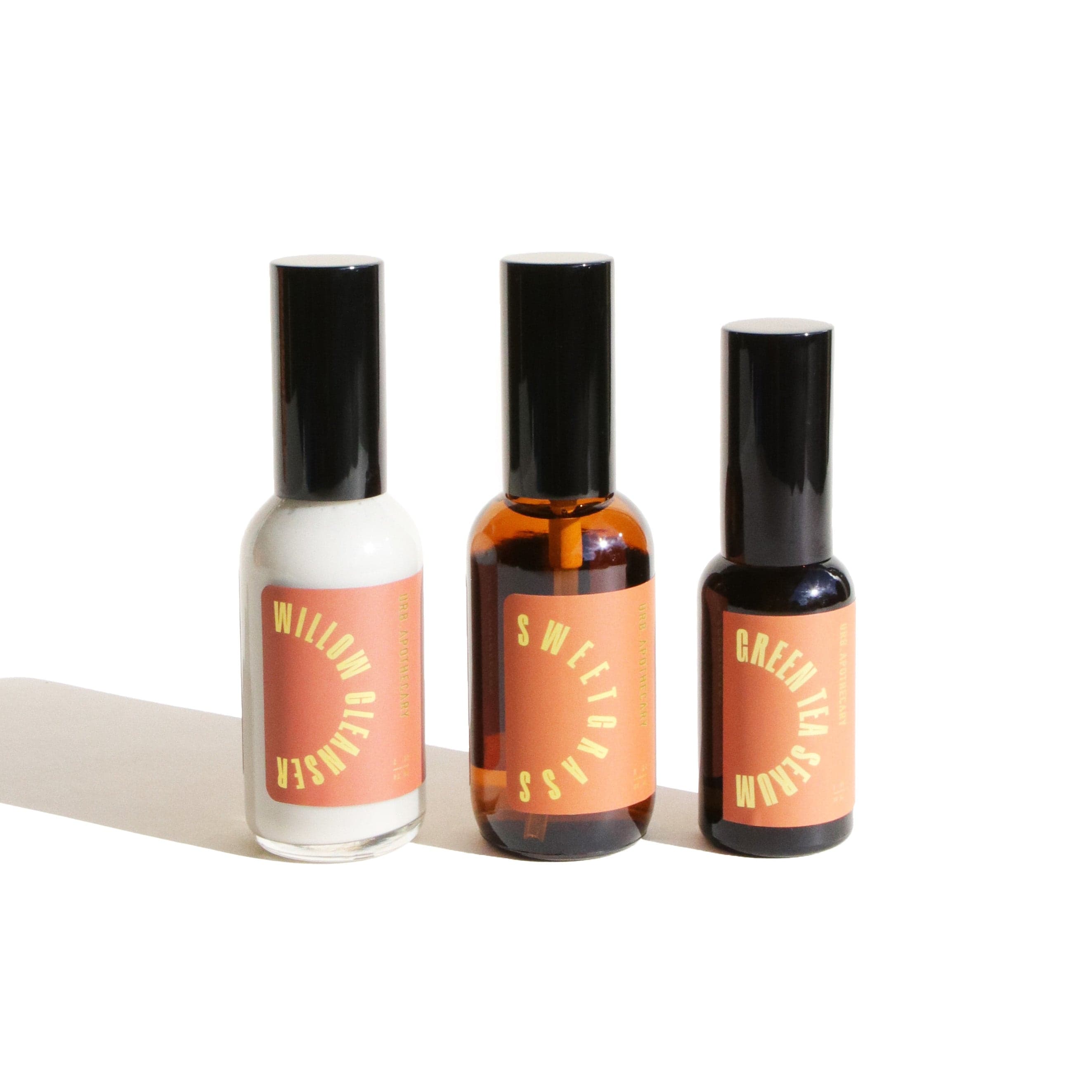 URB APOTHECARY CLEANSER Full-Size / Willow/ Sweetgrass Mist/ Green Tea Serum Daily Cleansing Bundle with Willow Cleanser - Prone Skin