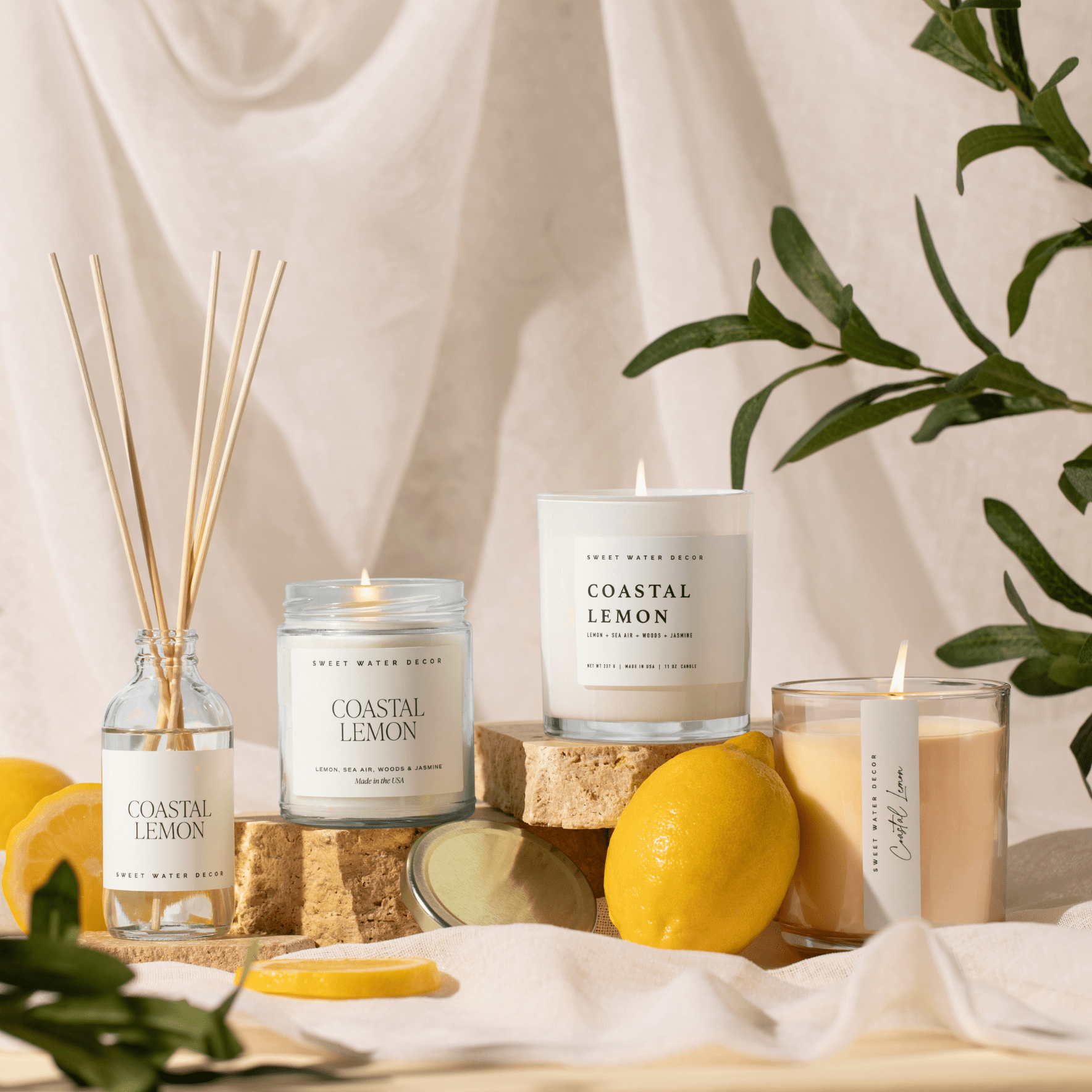 Sweet Water Decor Candles Coastal Lemon Soy Candle - Clear Jar - 9 oz