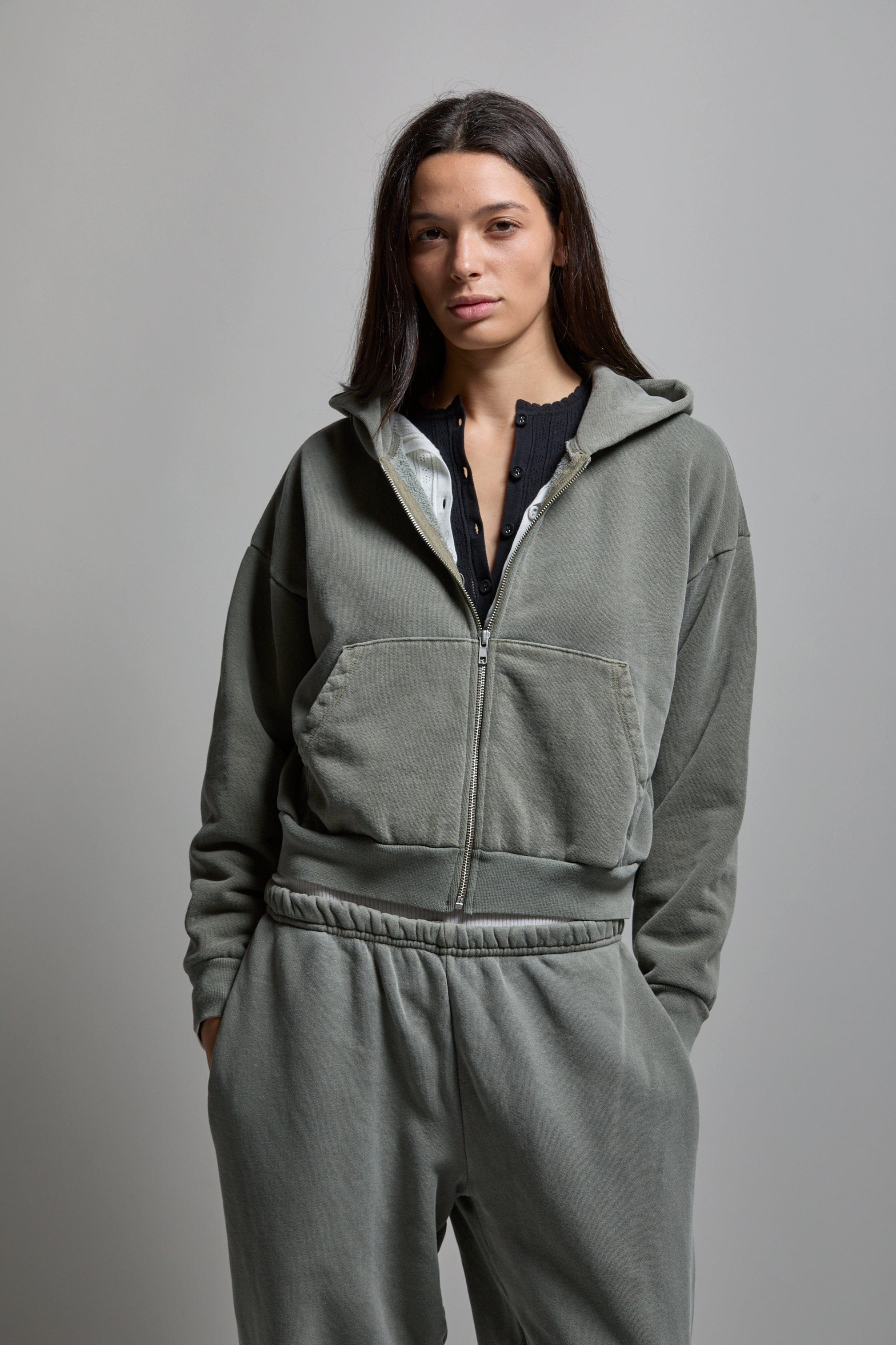 Rosie Cropped Zip-Up Hoodie