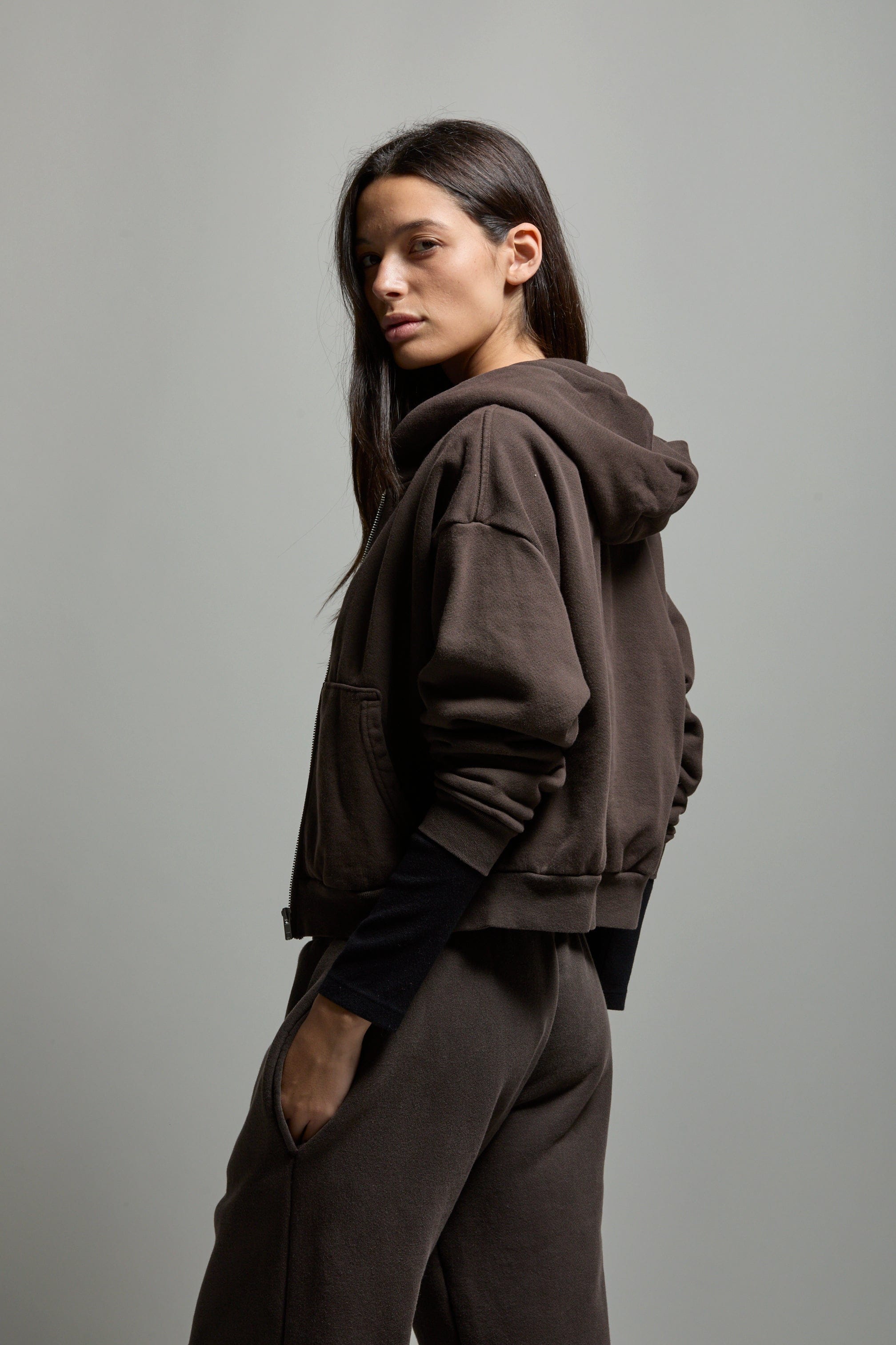 Rosie Cropped Zip-Up Hoodie