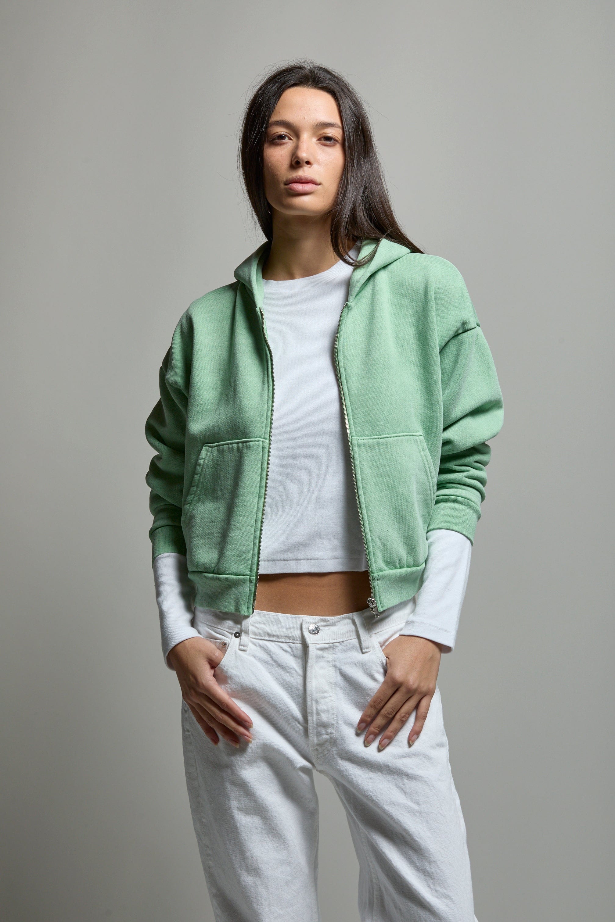 Rosie Cropped Zip-Up Hoodie