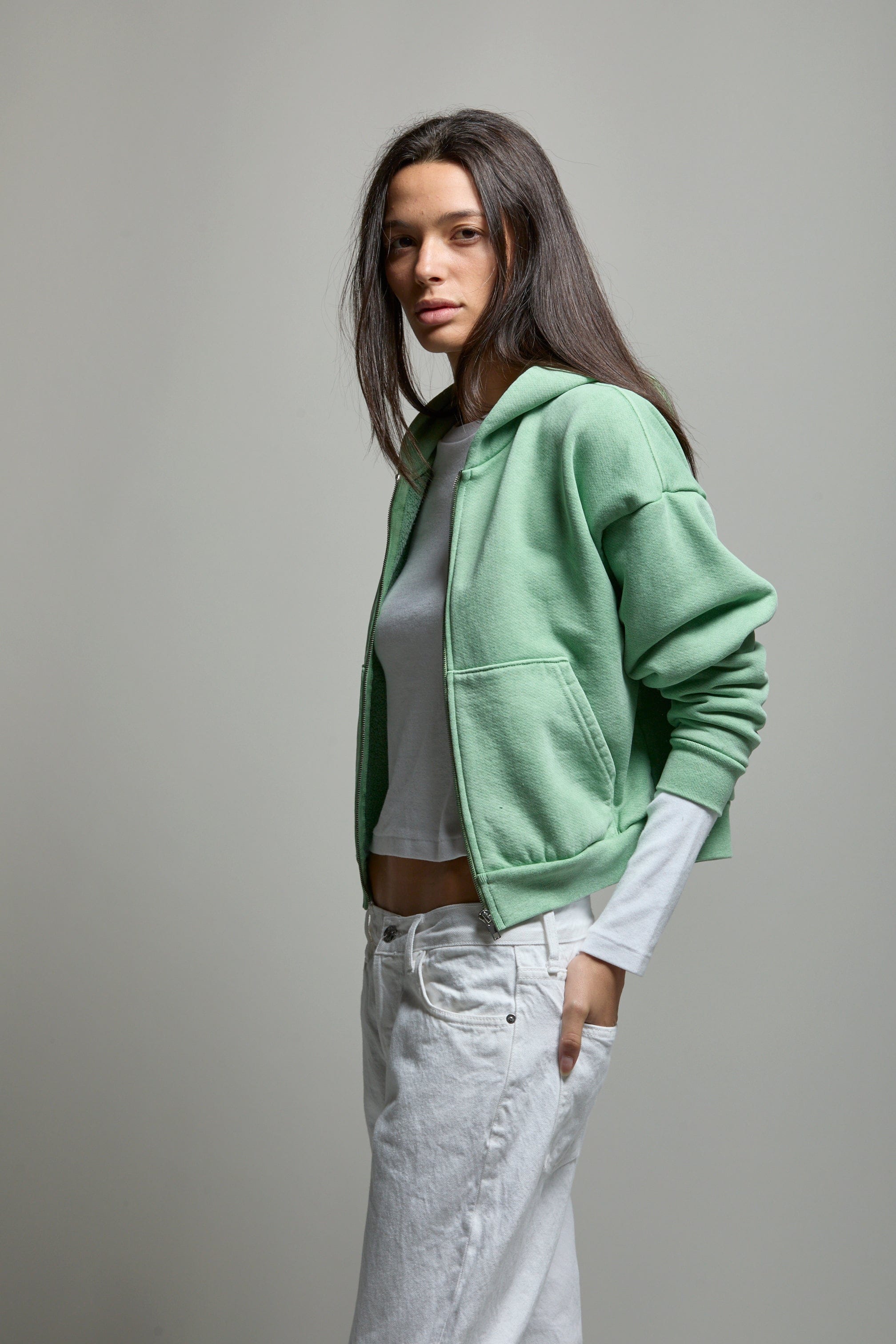 Rosie Cropped Zip-Up Hoodie