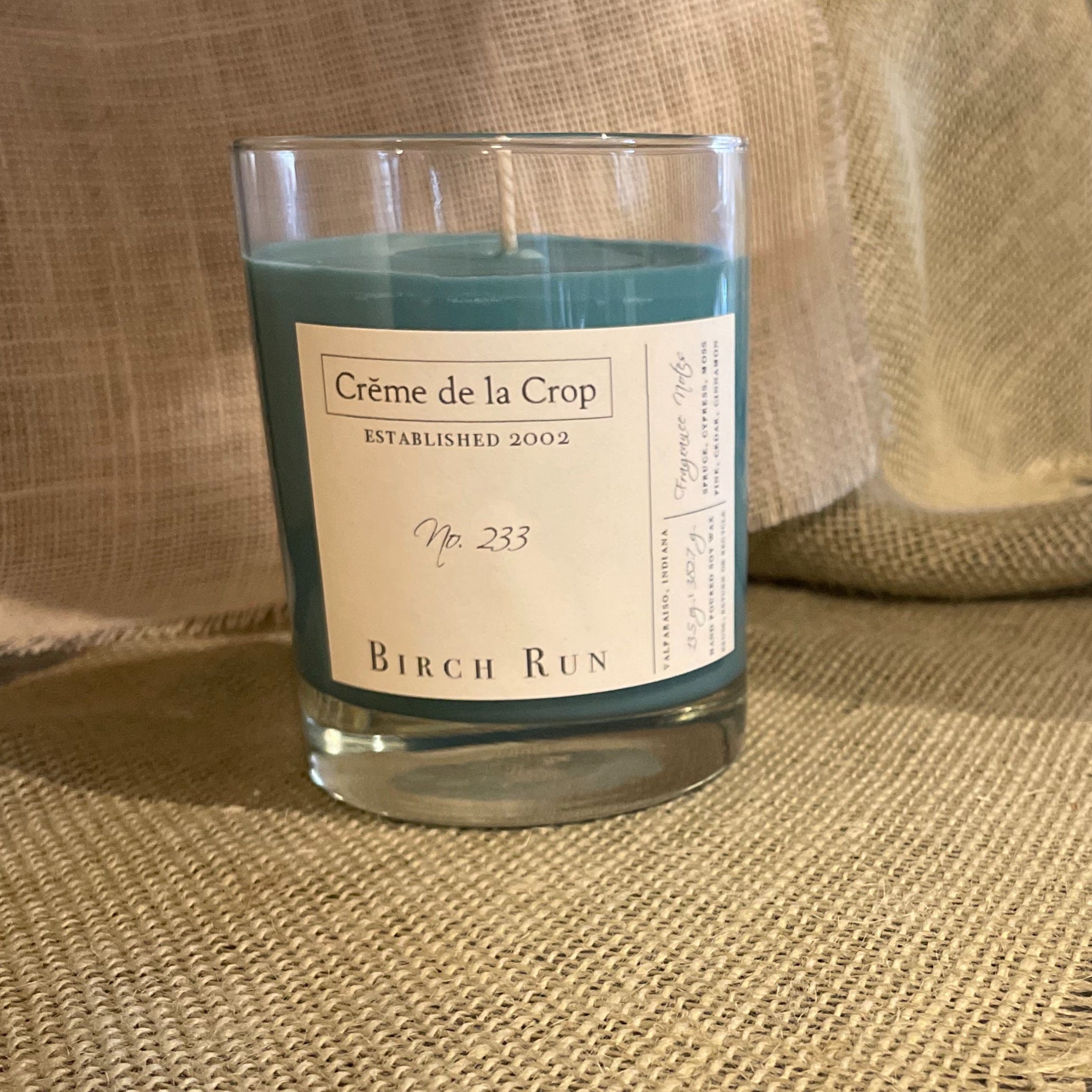 Creme de la Crop Candle - Hand Poured, Soy Without Lid Soy Candle - Birch Run (Evergreen)