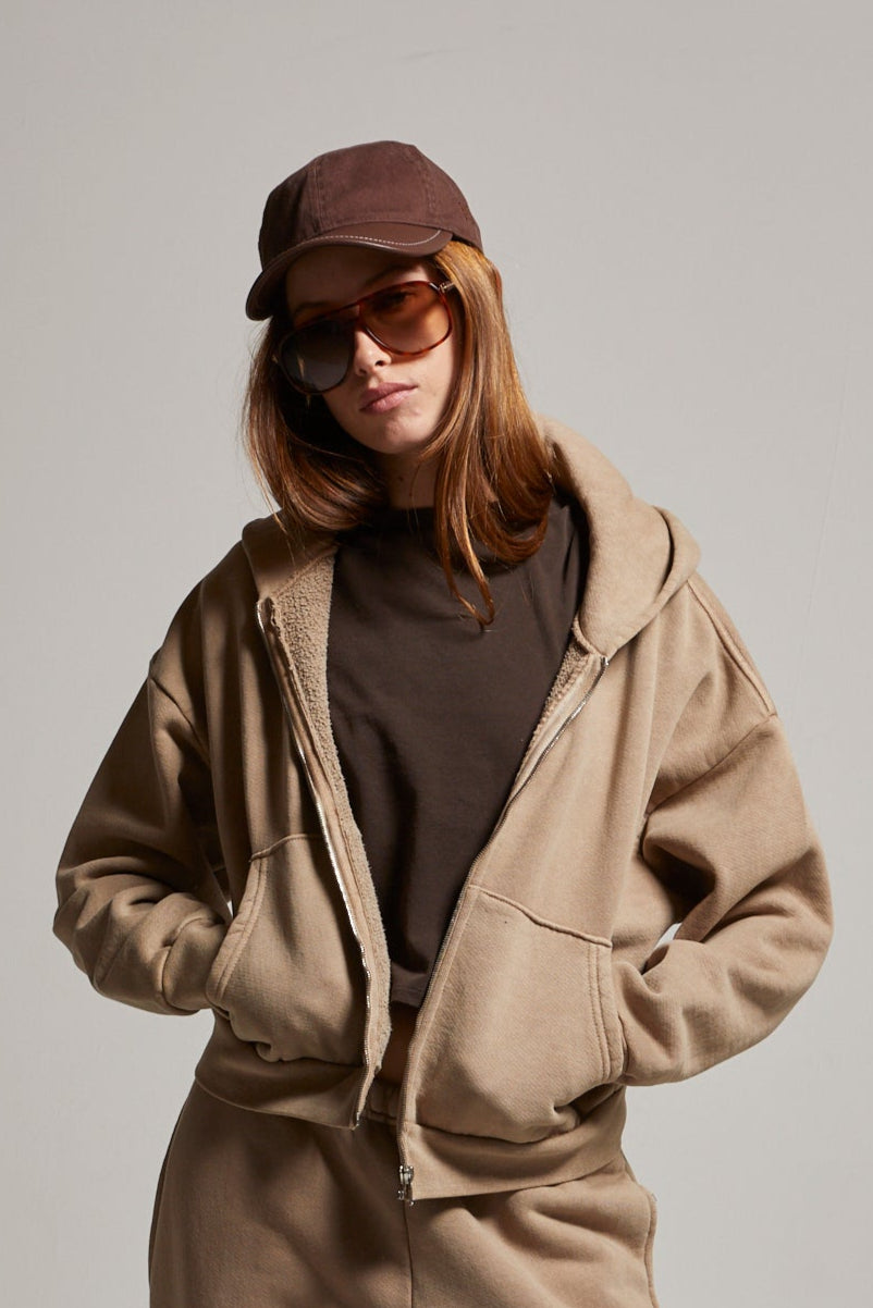 Rosie Cropped Zip-Up Hoodie