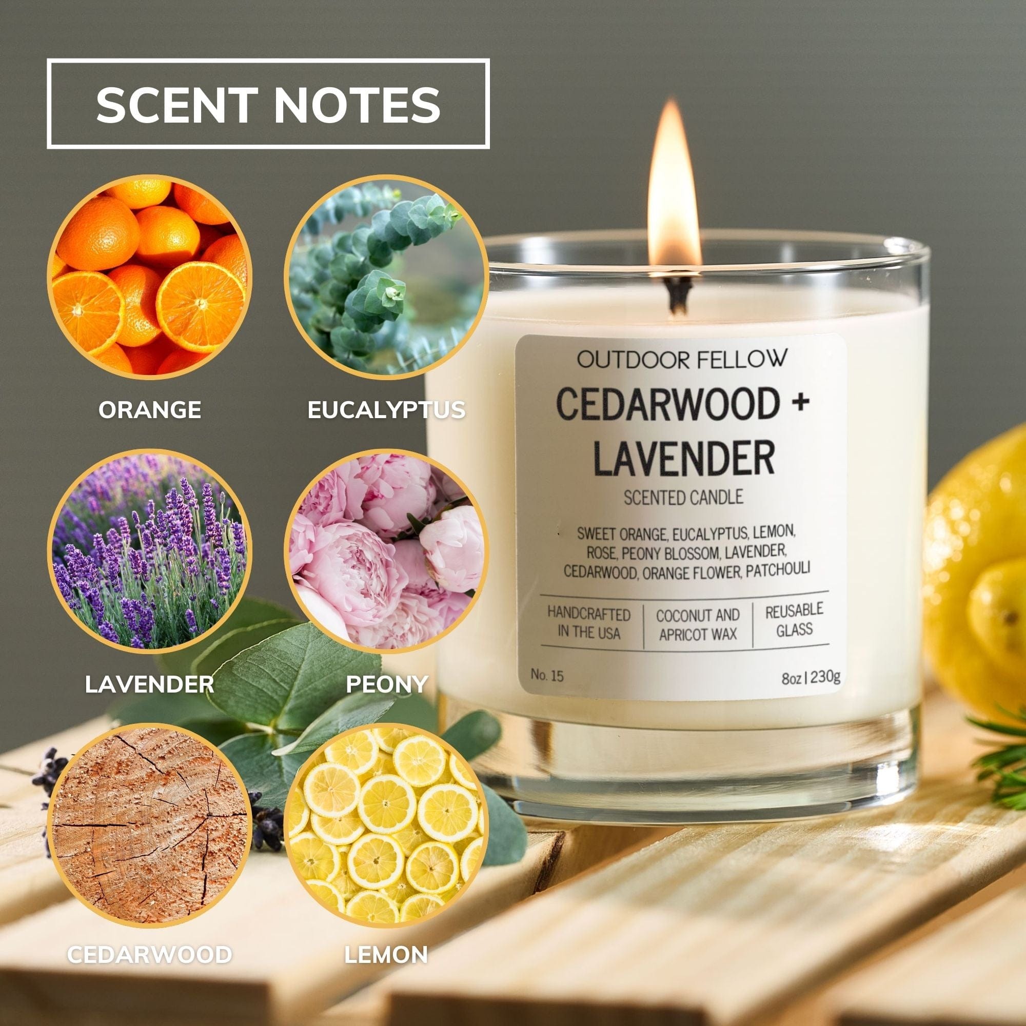 Outdoor Fellow Candles Cedarwood and Lavender Scented Candle